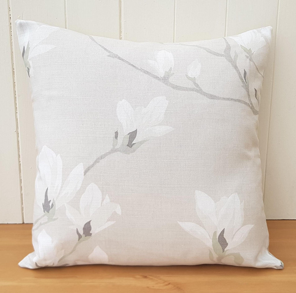 Handmade Laura Ashley Magnolia Grove Natural Cushion : Austen Natural on reverse with Zip Fastening 16"