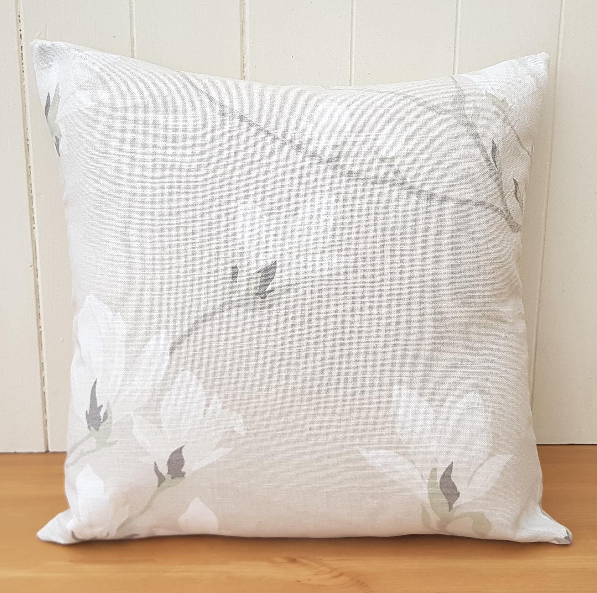 Handmade Laura Ashley Magnolia Grove Natural Cushion : Austen Natural on reverse with Zip Fastening 16"