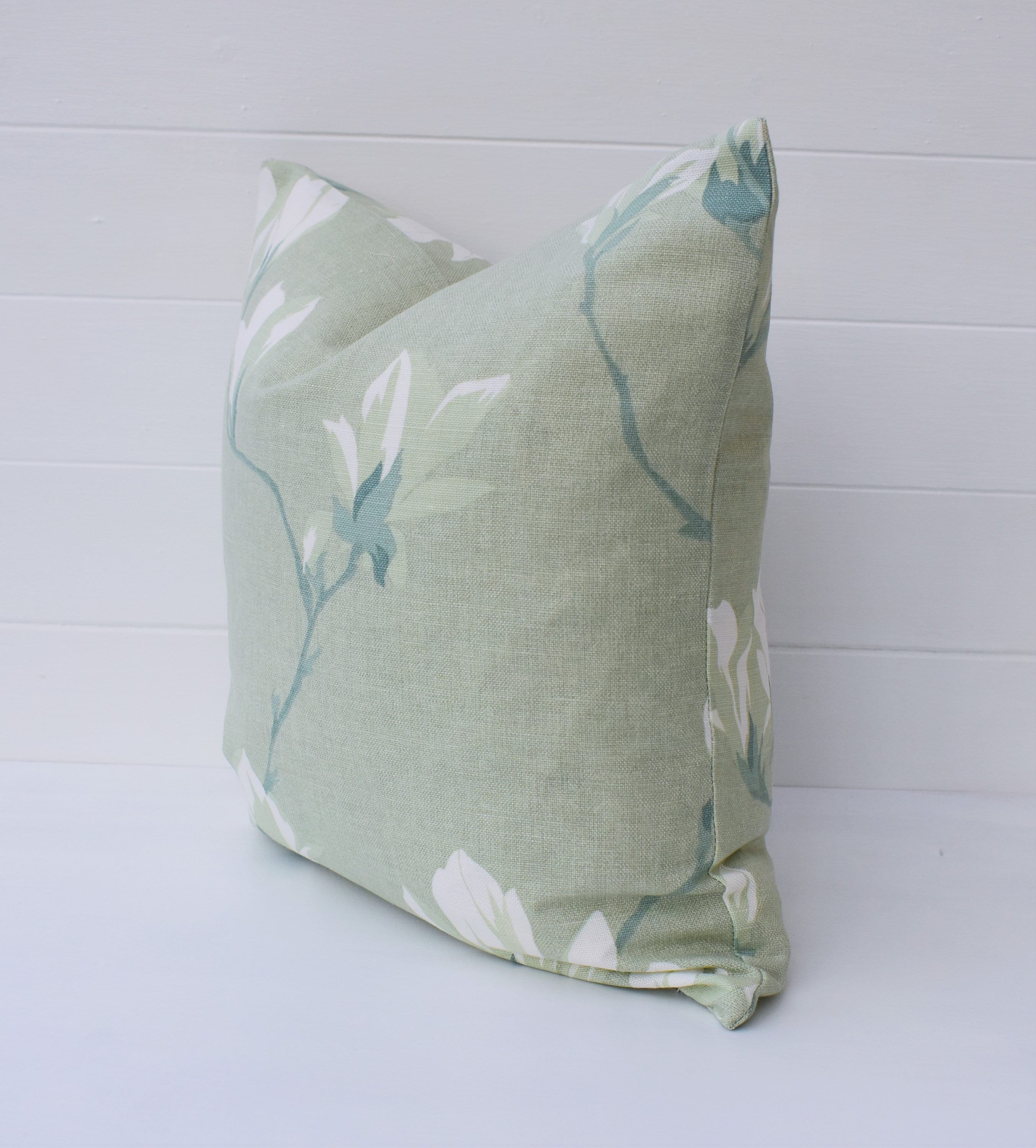 Handmade Laura Ashley Magnolia Grove Cushion : Hedgerow Green / Sage on both sides with Zip Closure 16"