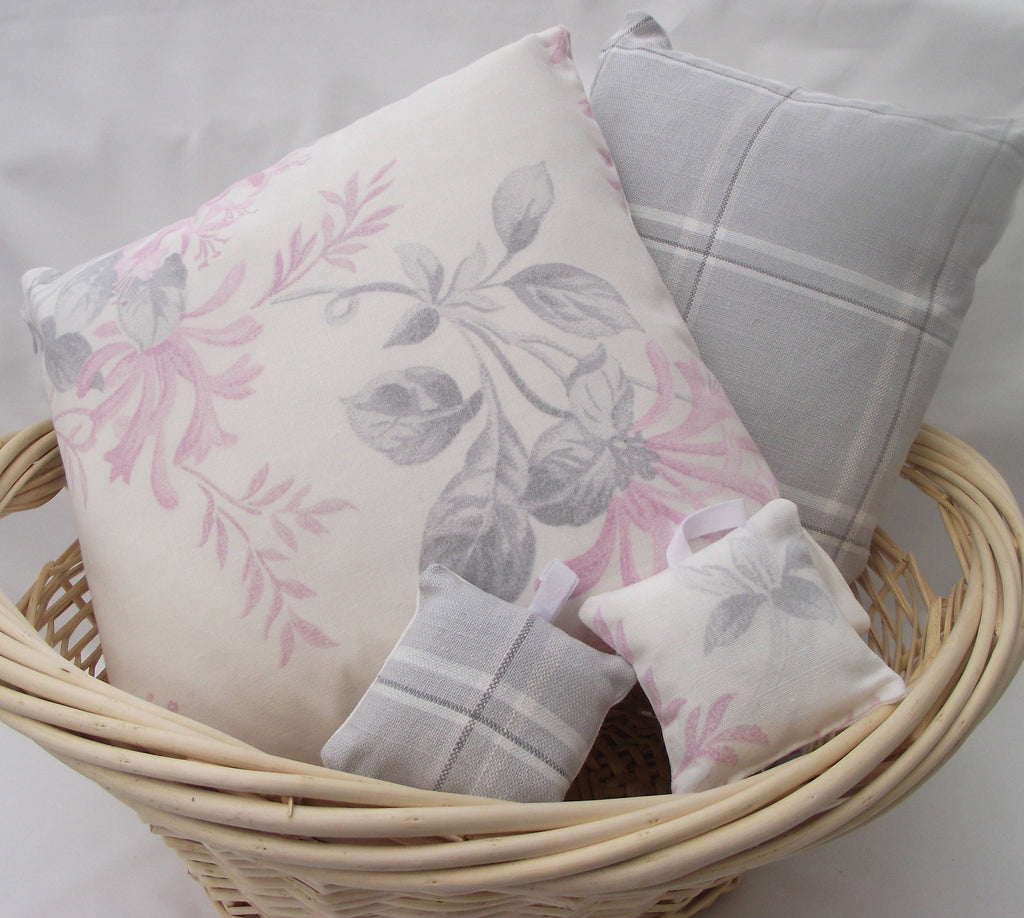 Handmade Laura Ashley Pink Floral Cushion: Honeysuckle Trail Pillow 16"