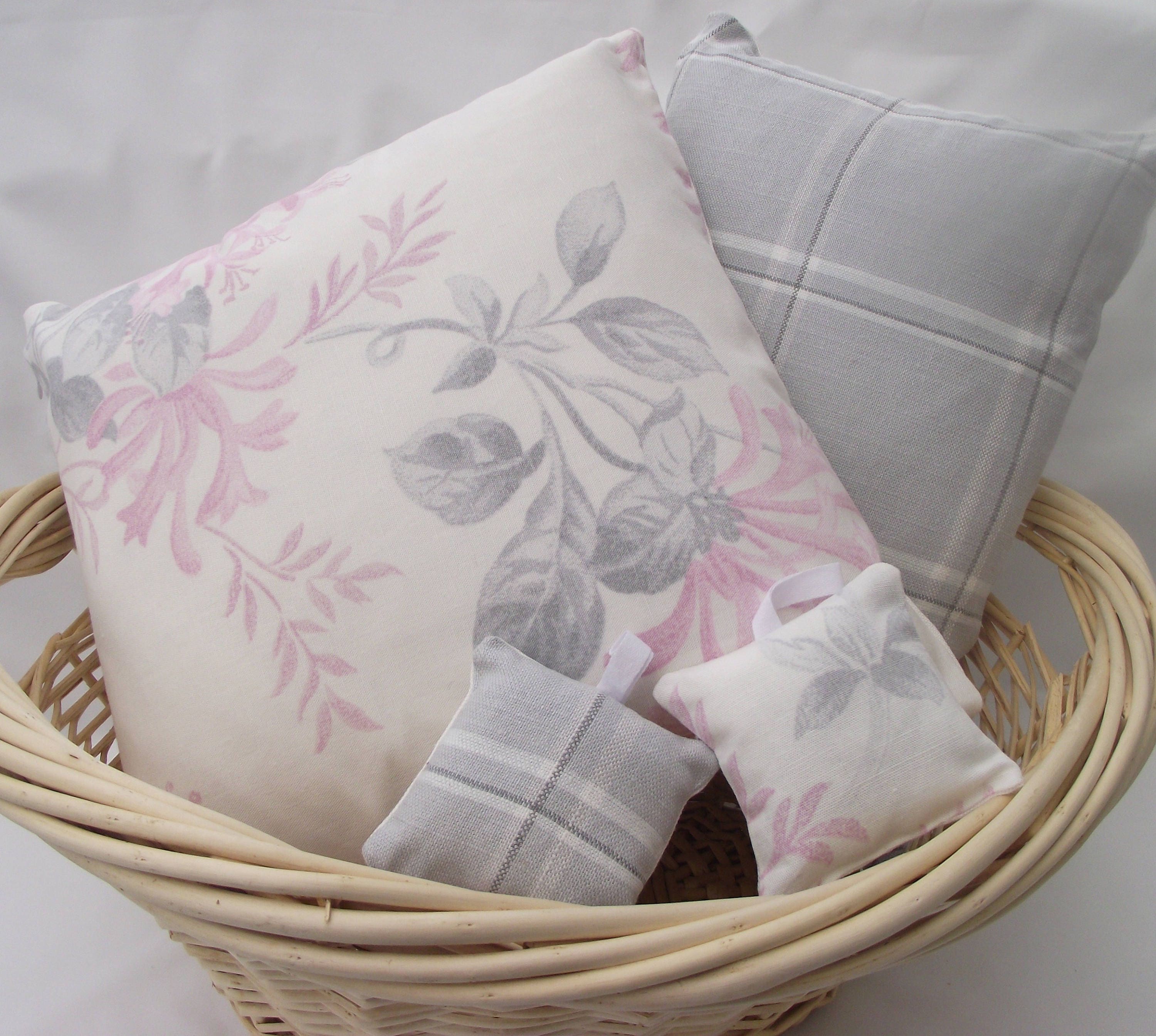 Handmade Laura Ashley Pink Floral Cushion: Honeysuckle Trail Pillow 16"