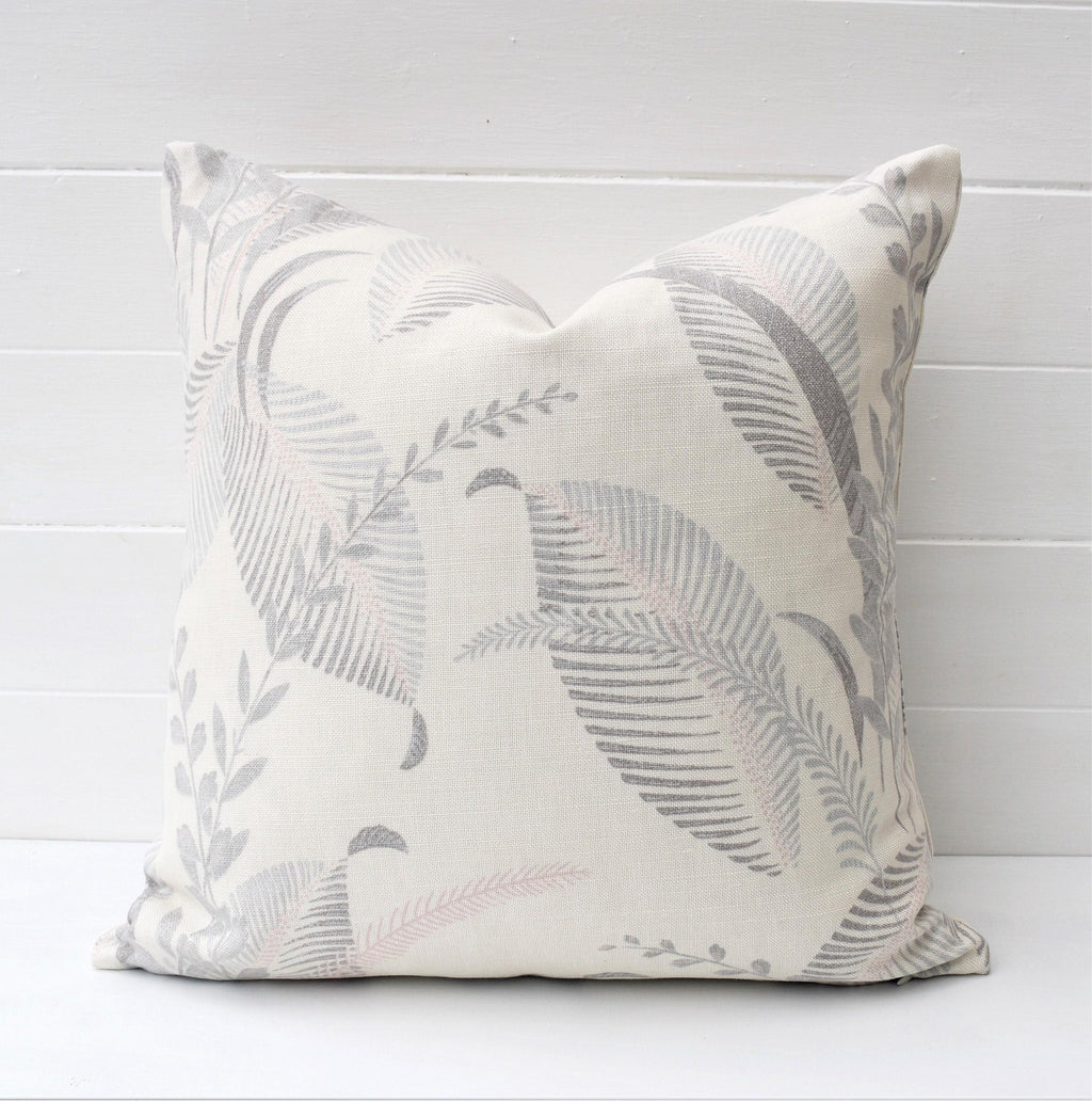 Laura Ashley Floral Cushion : Handmade in Palms Silver with Zip Closure