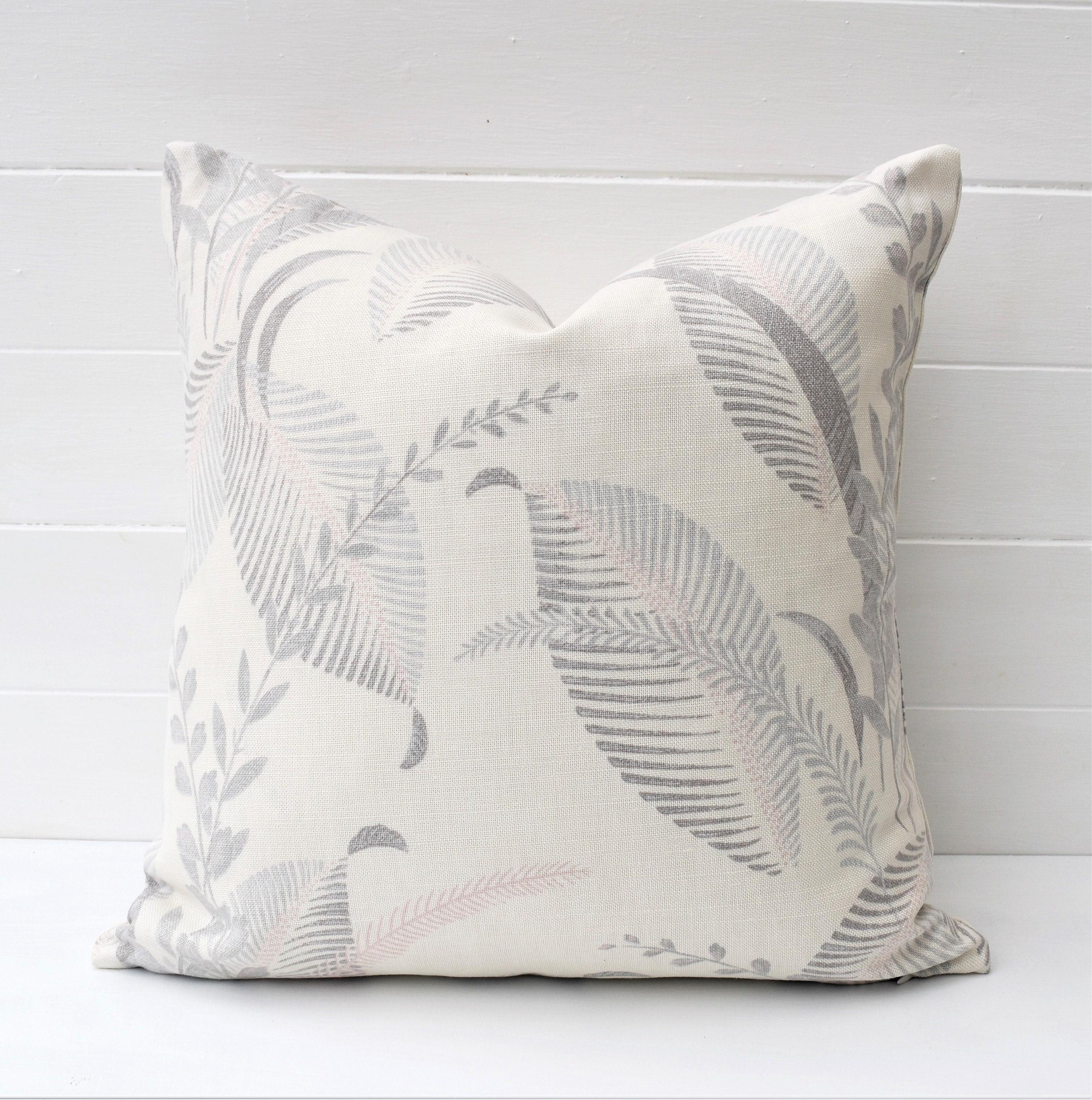Laura Ashley Floral Cushion : Handmade in Palms Silver with Zip Closure