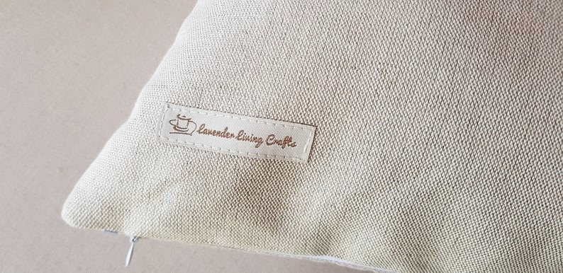 Owls Blue Cushion backed in Laura  Ashley Austen Natural fabric with Zip Fastening