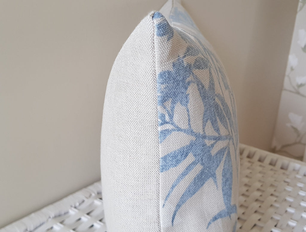 Laura Ashley Tenby Seaspray Cushion, Handmade backed in Austen Natural with zip a fastening