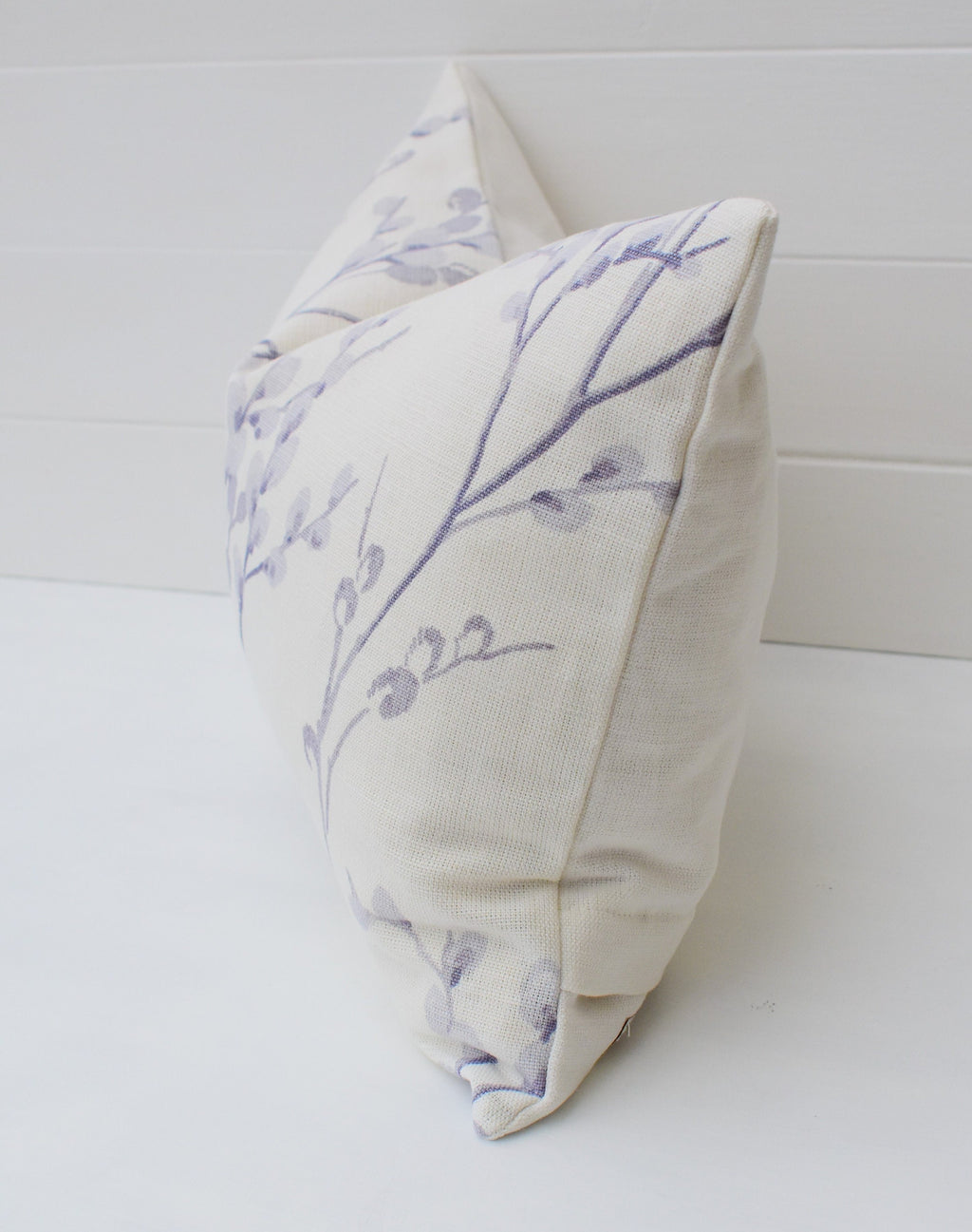 Laura Ashley Pale Iris Pussy Willow Cushion, Rectangle 18" by 12" Floral Purple Pillow, Handmade with a Zip Fastening