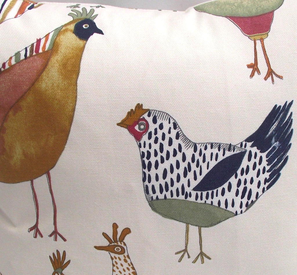 Harriet Hen Cushion: Small Handmade Hens and Cockerels Cushion including pad