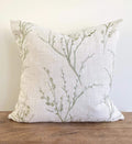 Laura Ashley Pussy Willow Cushion, Handmade in Embroidered Green Floral Hedgerow,16"
