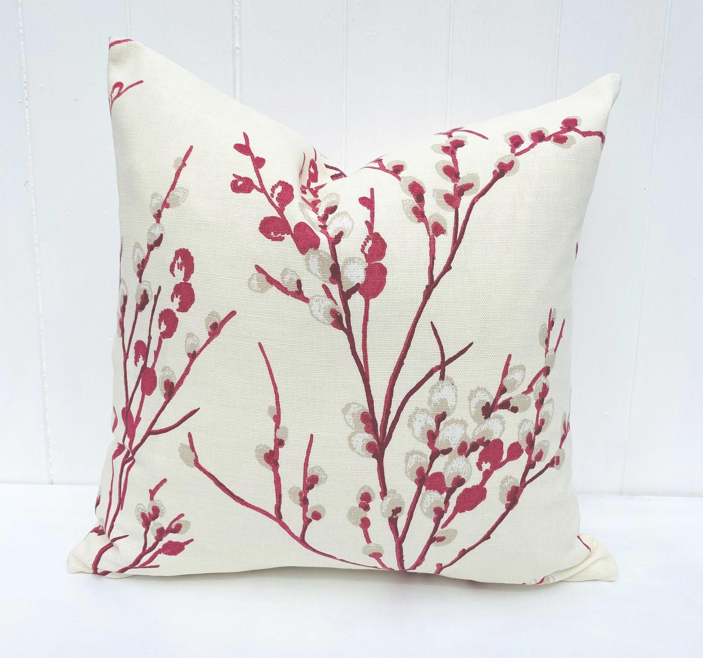 Laura Ashley Pussy Willow Red Cranberry Cushion, Handmade with a Zip Fastening