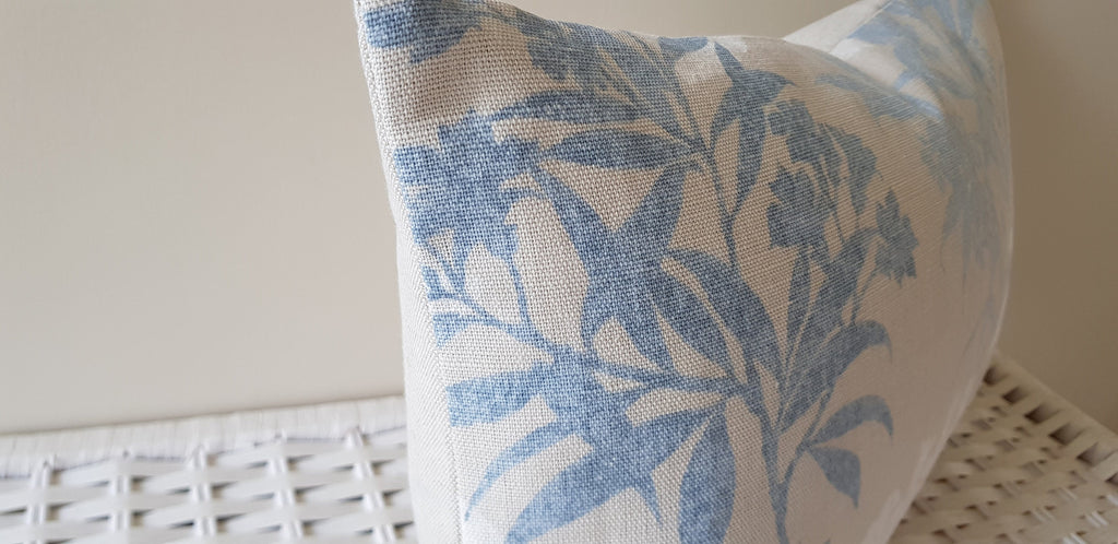 Laura Ashley Tenby Seaspray Cushion, Handmade backed in Austen Natural with zip a fastening
