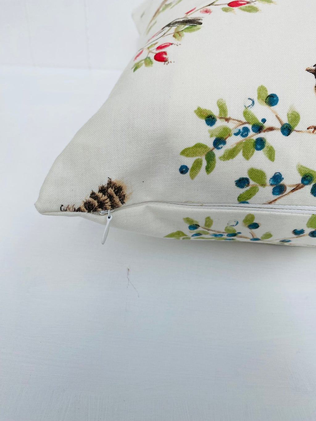 Laura Ashley British Birds Hedgerow Cushion, Birds on both sides, Handmade with a Zip Fastening