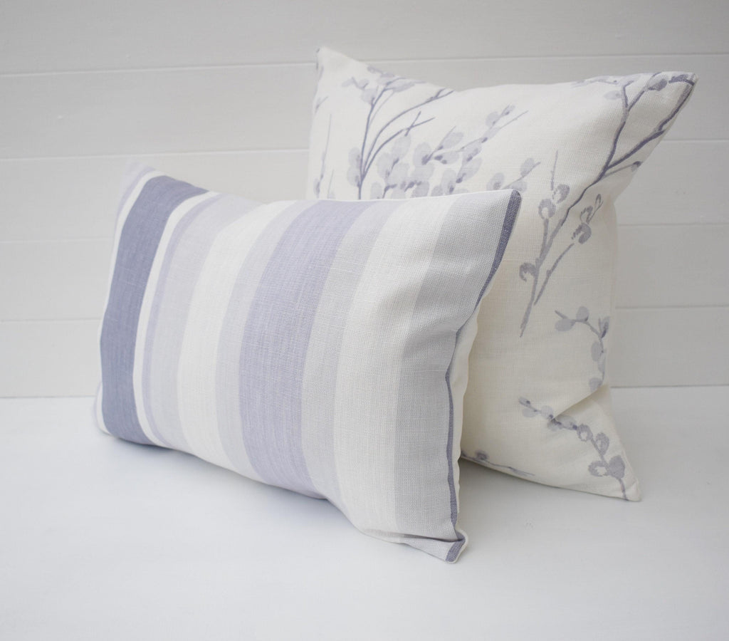 Laura Ashley Pale Iris Pussy Willow Cushion, Rectangle 18" by 12" Floral Purple Pillow, Handmade with a Zip Fastening