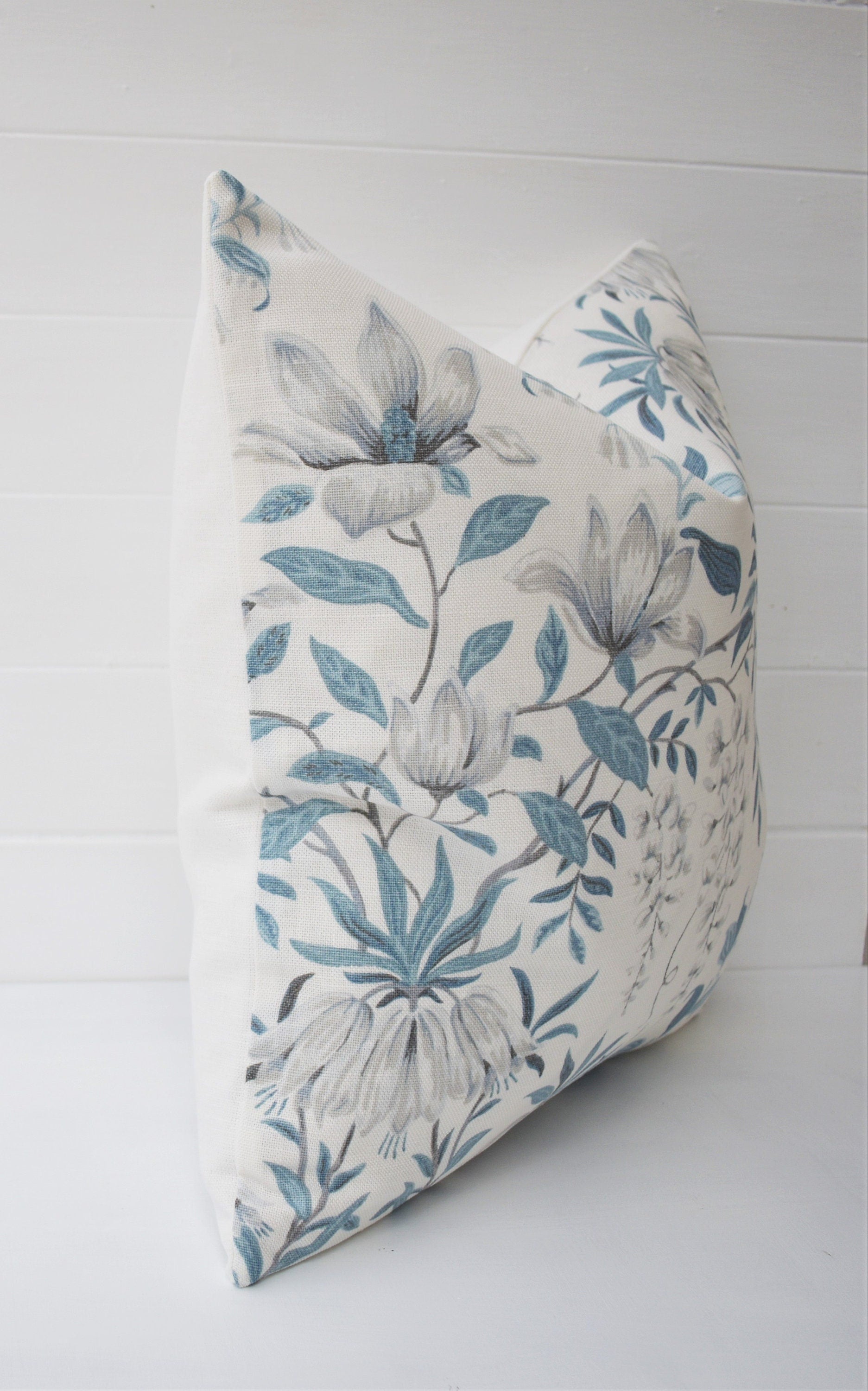 Laura Ashley Parterre Seaspray Cushion : Floral Blue Pillow 16"