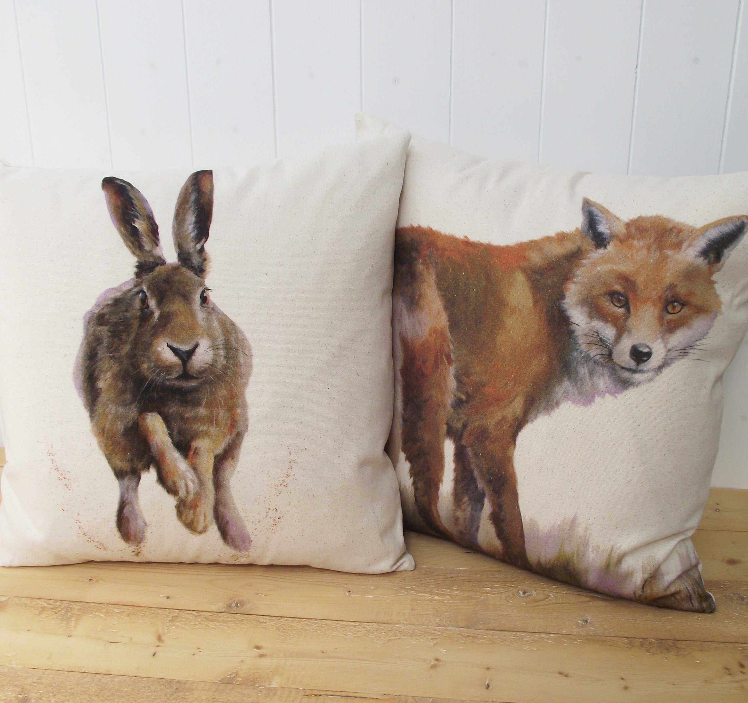 Hare Art Print Cushion: Wendy Darker Pillow, Cover Only or Cover + Pad
