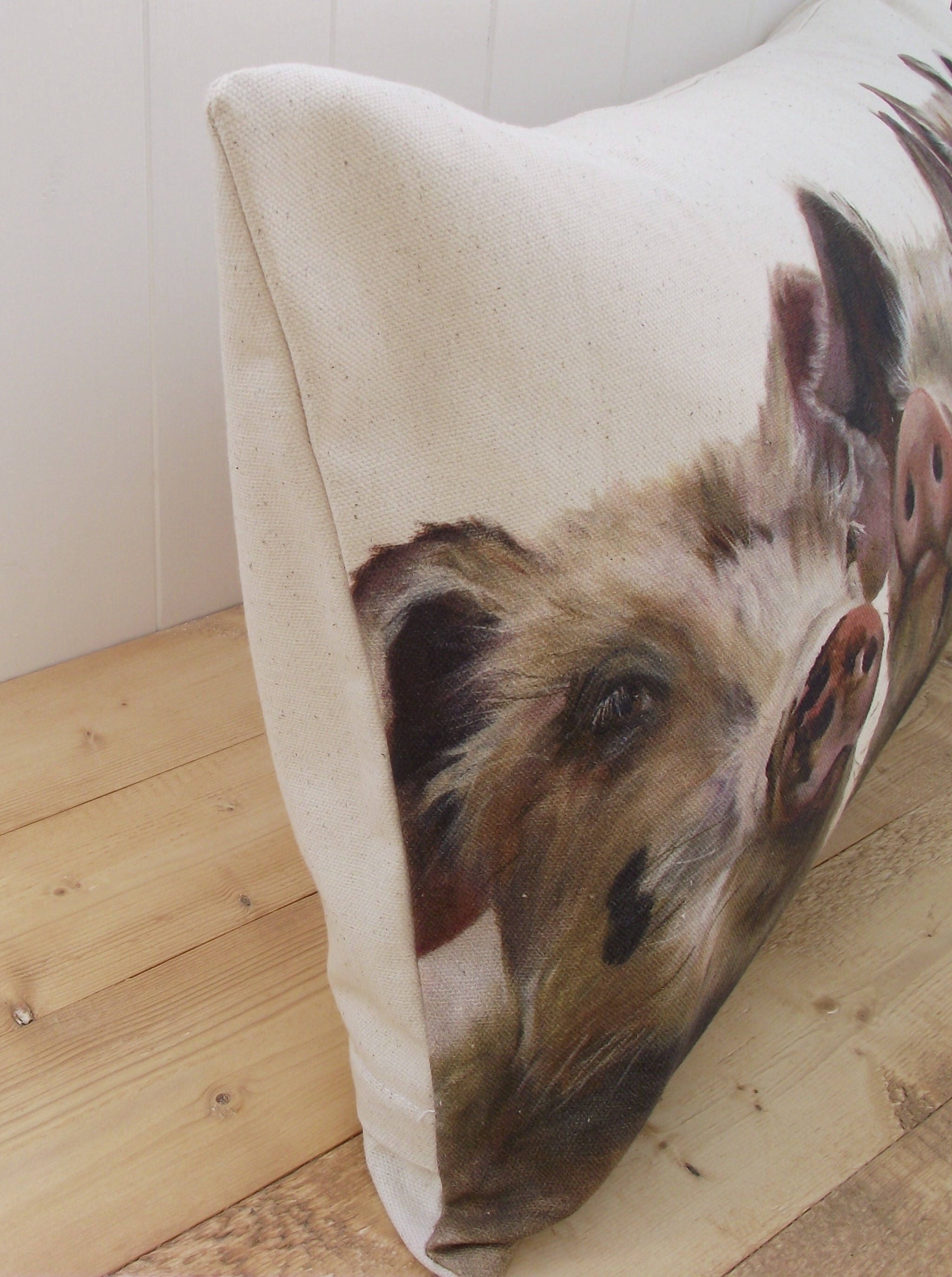 Pig Cushion: Handmade Organic Cotton Wendy Darker Art Print
