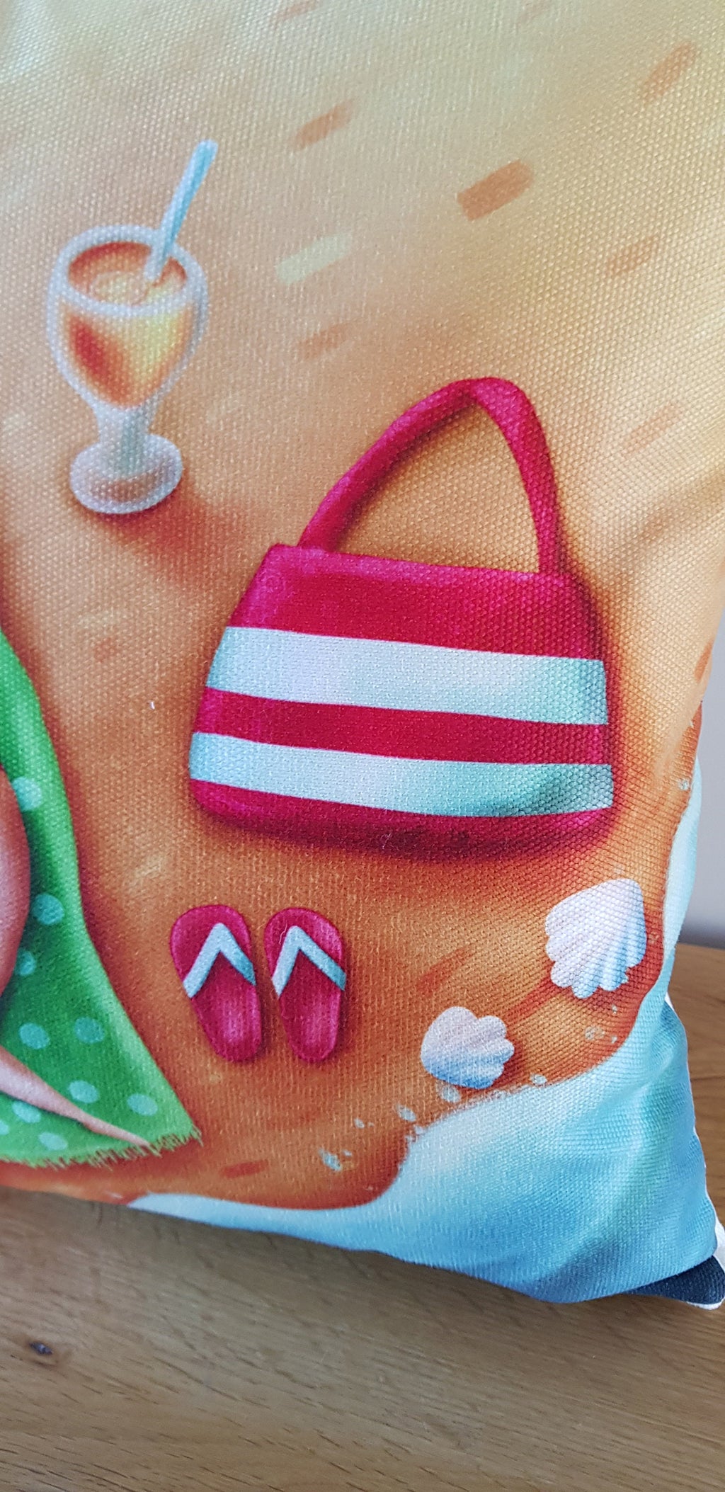 Beach Seaside Cushion, Holiday Theme Pillow, Art Print Cushion with zip fastening.
