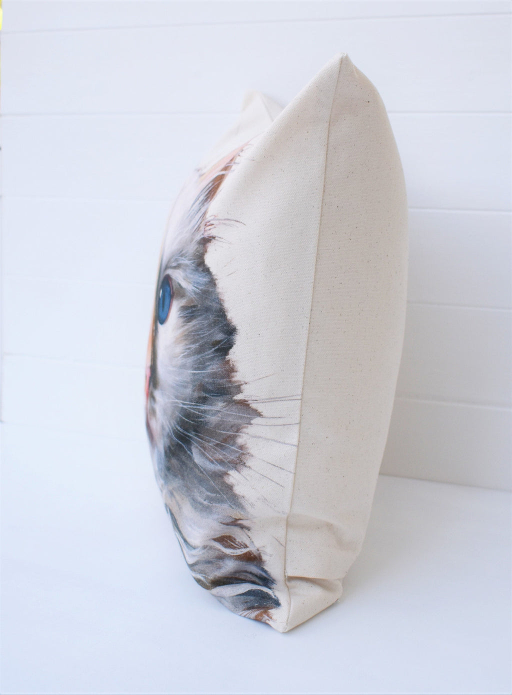 Blue Eyed Cat Cushion: Wendy Darker Art Print, Organic Cotton, Cover Only or Cover + Pad