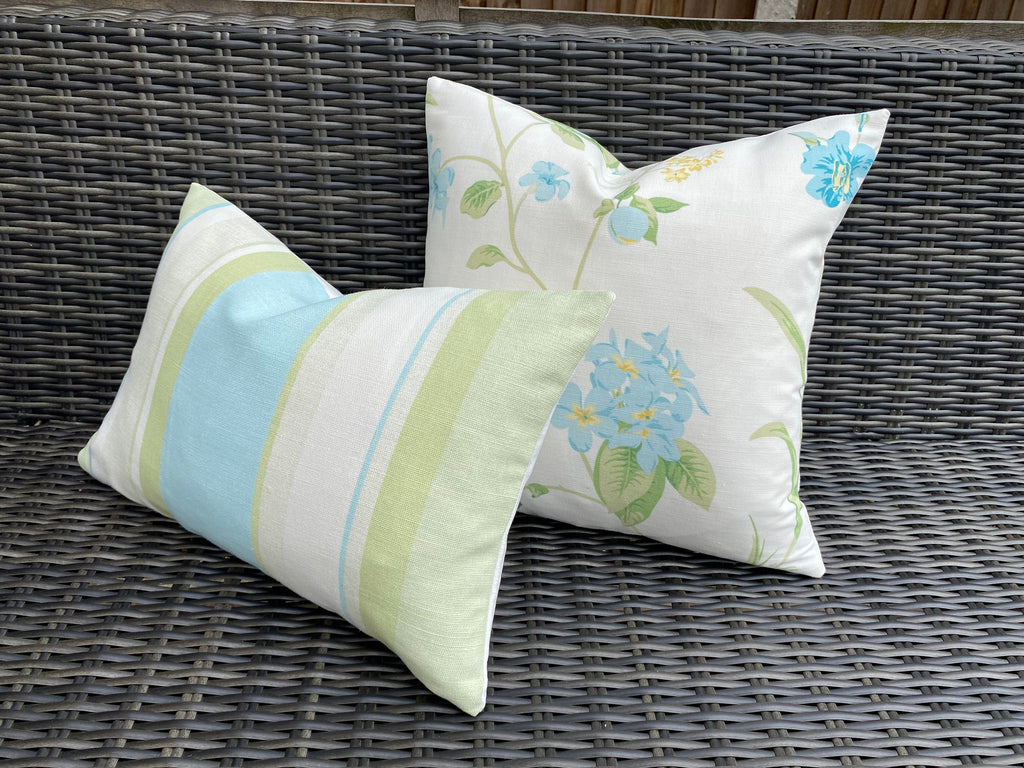 Laura Ashley Floral Orchard Apple Cushion, Floral Fabric both sides, Handmade with a Zip Fastening