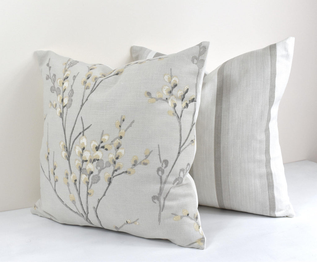 Handmade Laura Ashley Awning Stripe Cushion : Dove Grey with Zip Closure
