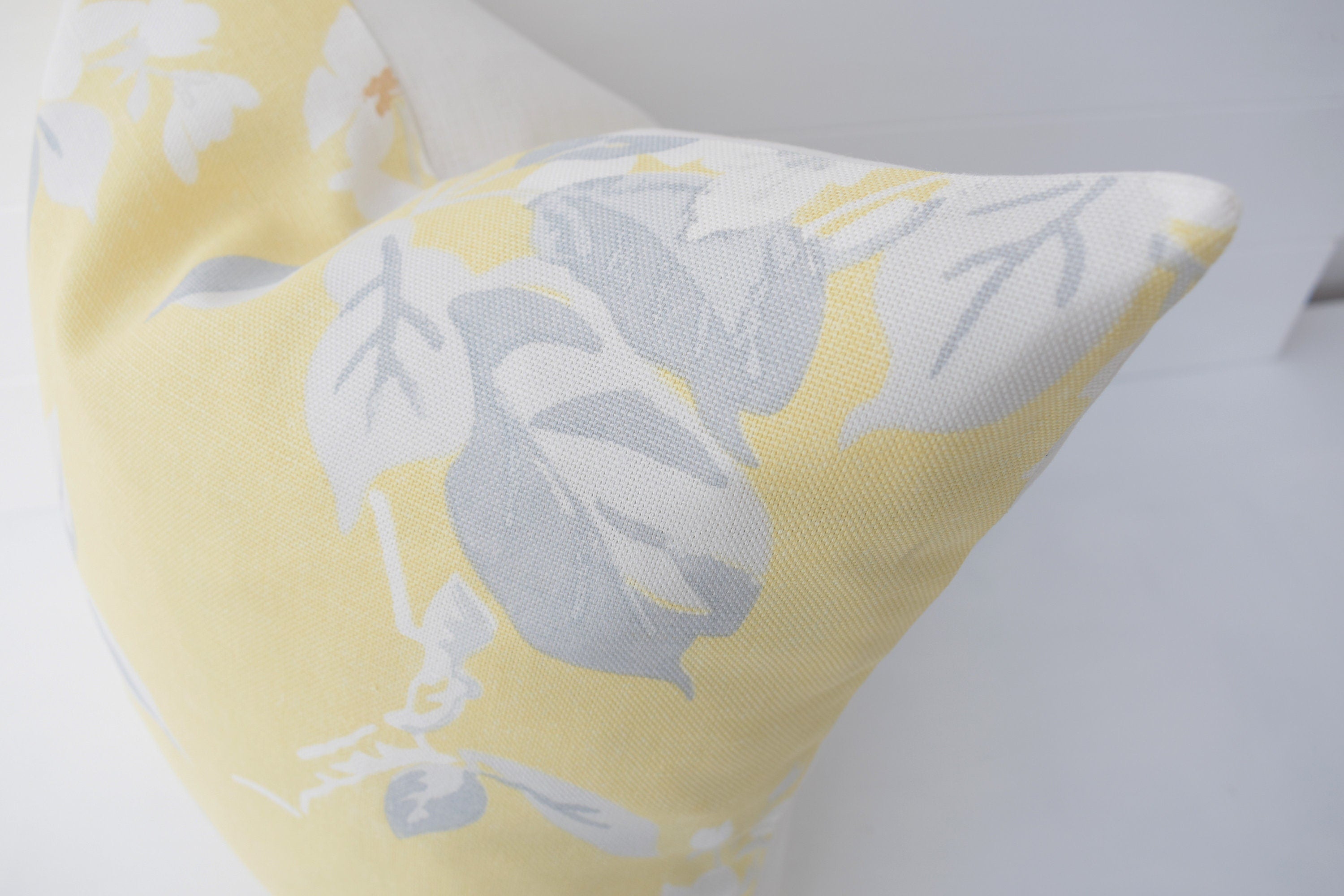 Laura Ashley Yellow Floral Cushion: Handmade Apple Blossom with Zip Closure