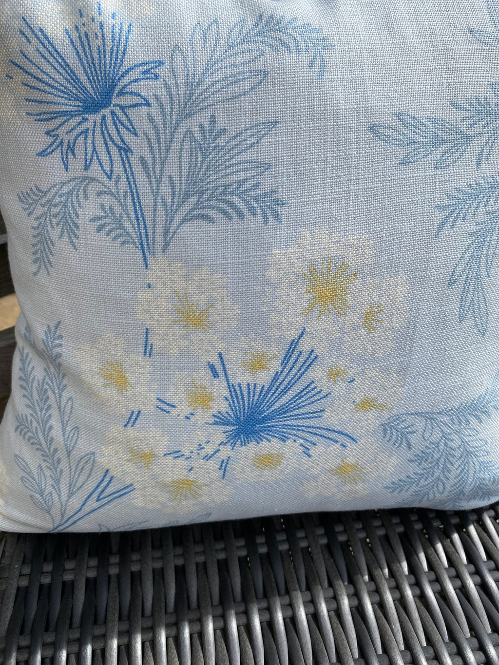 Laura Ashley Sandford Seaspray Cushion, Blue Floral Fabric both sides, Handmade with a Zip Fastening 16"
