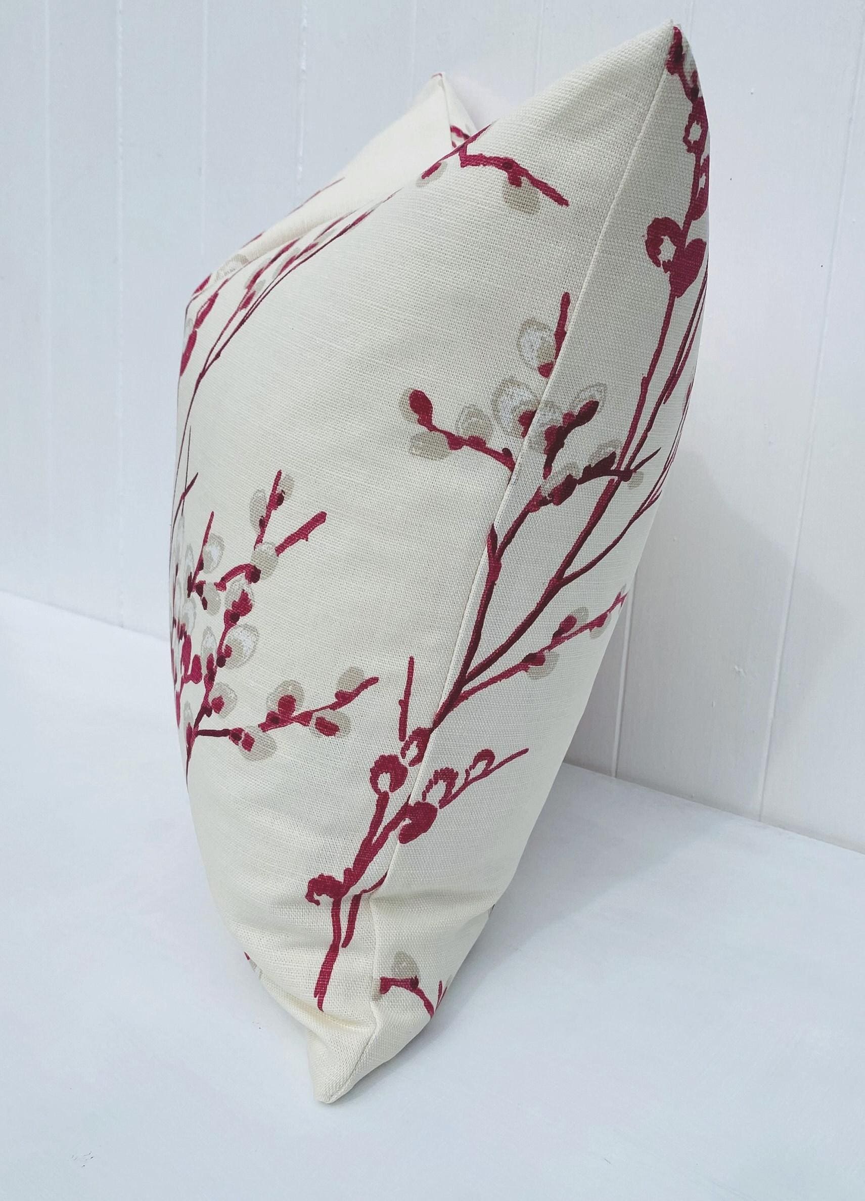 Laura Ashley Pussy Willow Red Cranberry Cushion, Handmade with a Zip Fastening