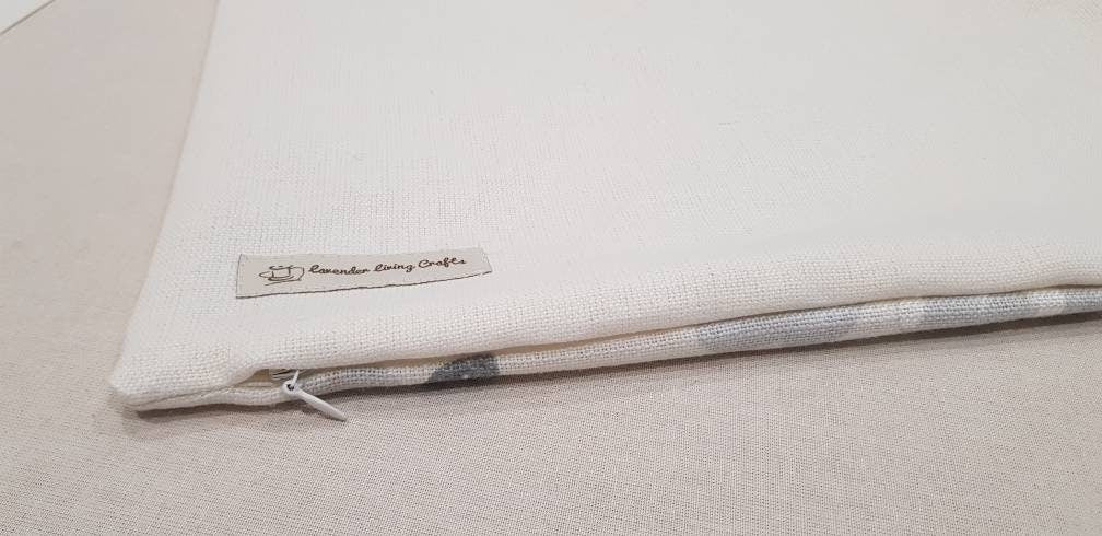 Handmade Laura Ashley Floral Cushion : Grey Silver Iona Linen