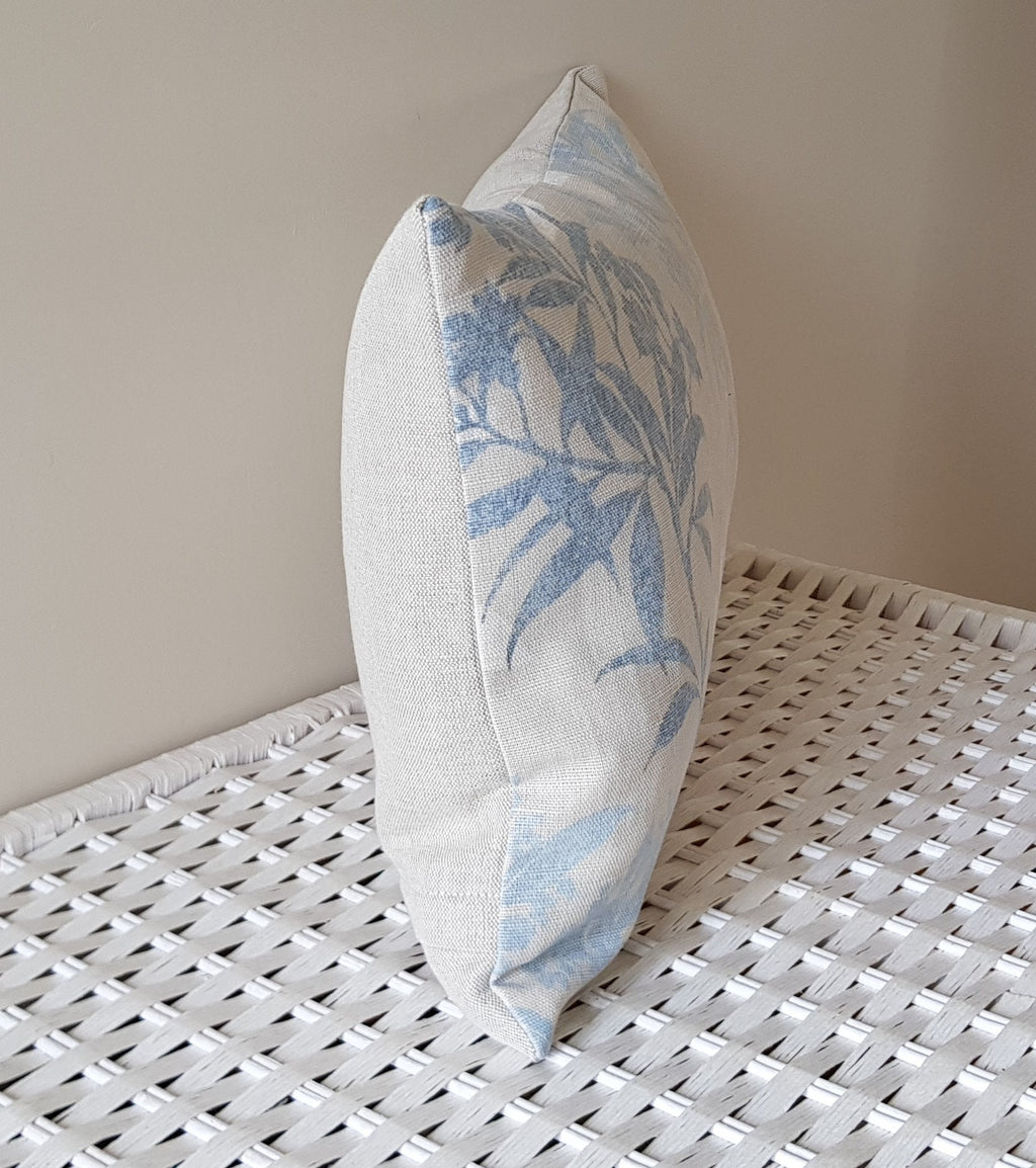 Laura Ashley Tenby Seaspray Cushion, Handmade backed in Austen Natural with zip a fastening