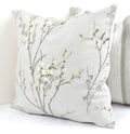 Laura Ashley Pussy Willow Dove Grey Cushion, backed with Laura Ashley Austen Off White, Handmade with a Zip Fastening