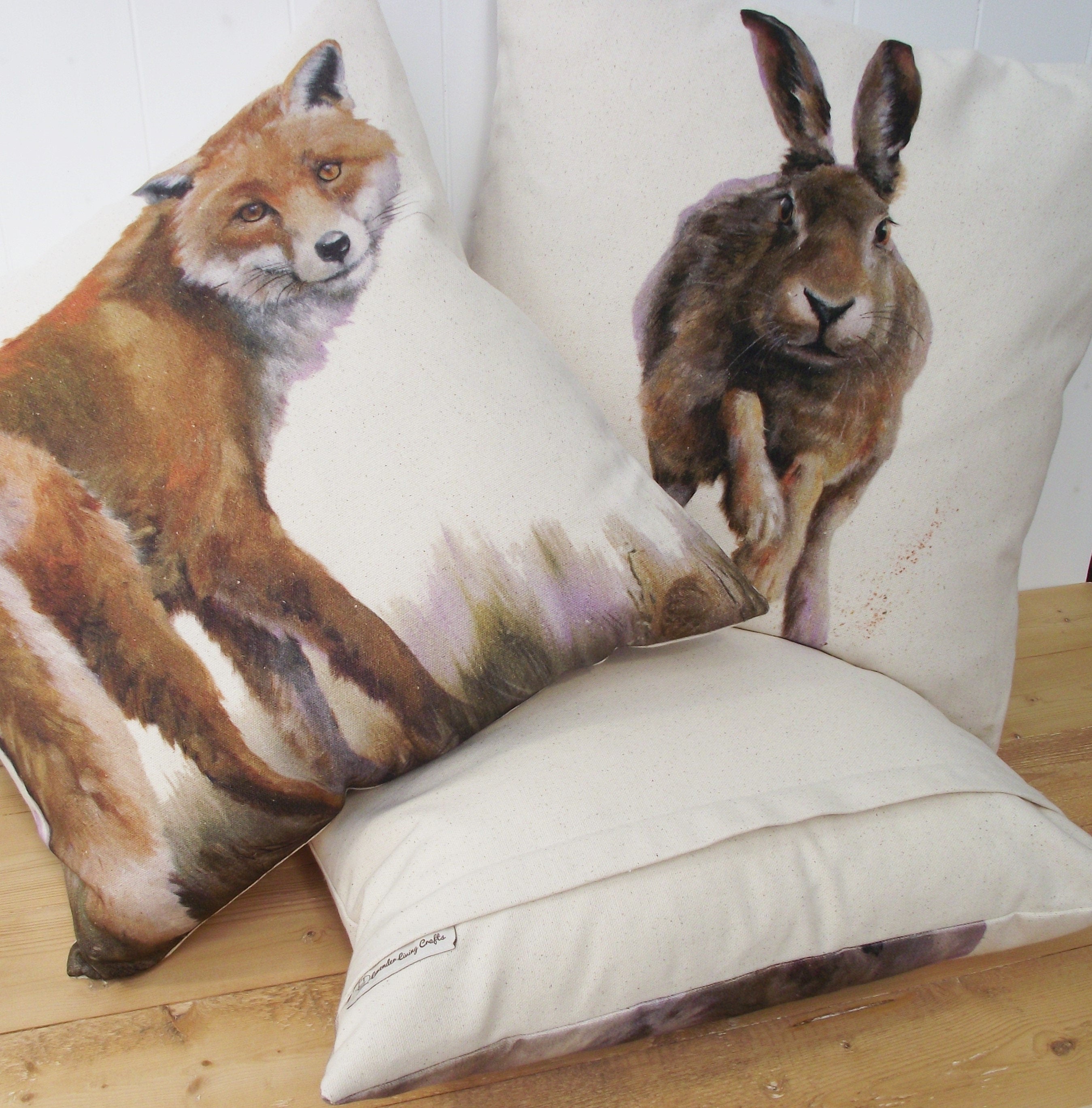 Hare Art Print Cushion: Wendy Darker Pillow, Cover Only or Cover + Pad