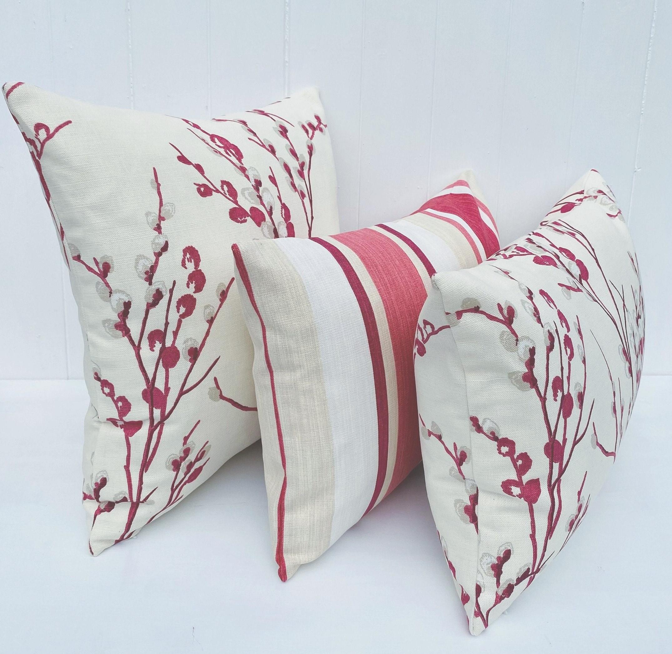 Laura Ashley Pussy Willow Red Cranberry Cushion, Handmade with a Zip Fastening