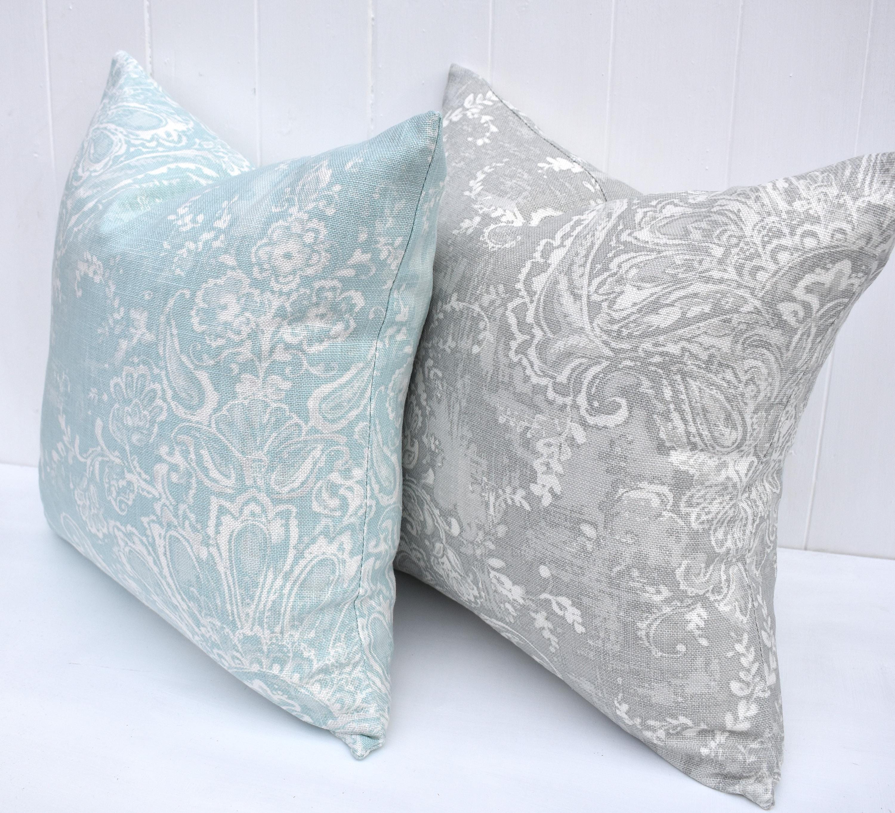 Laura Ashley Maddox Duck Egg Cushion : Handmade with Pattern on both sides and zip fastening, 16"