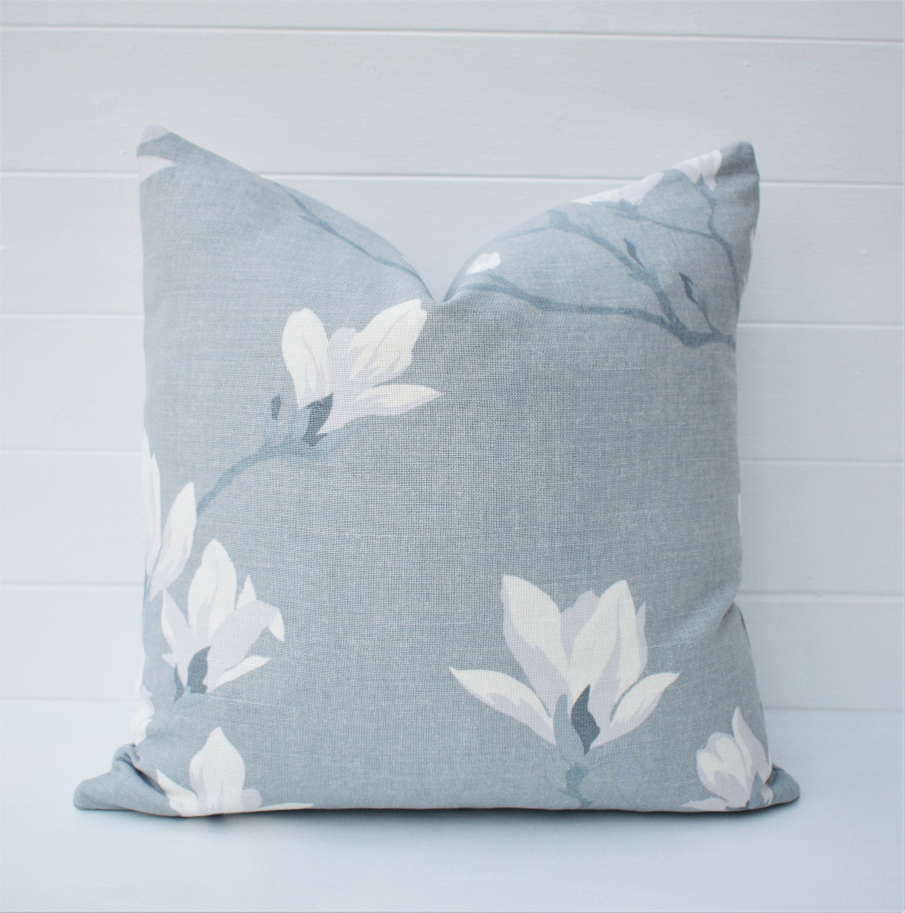 Laura Ashley Magnolia Grove Grey Cushion, Handmade with a zip fastening 16"