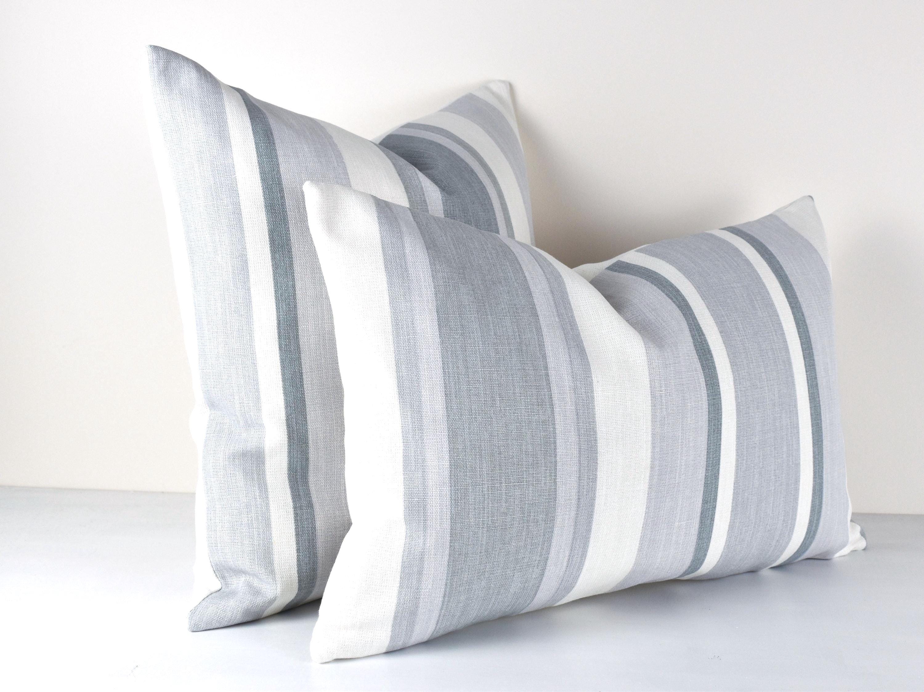 Handmade Laura Ashley Awning Stripe Slate Grey Cushion