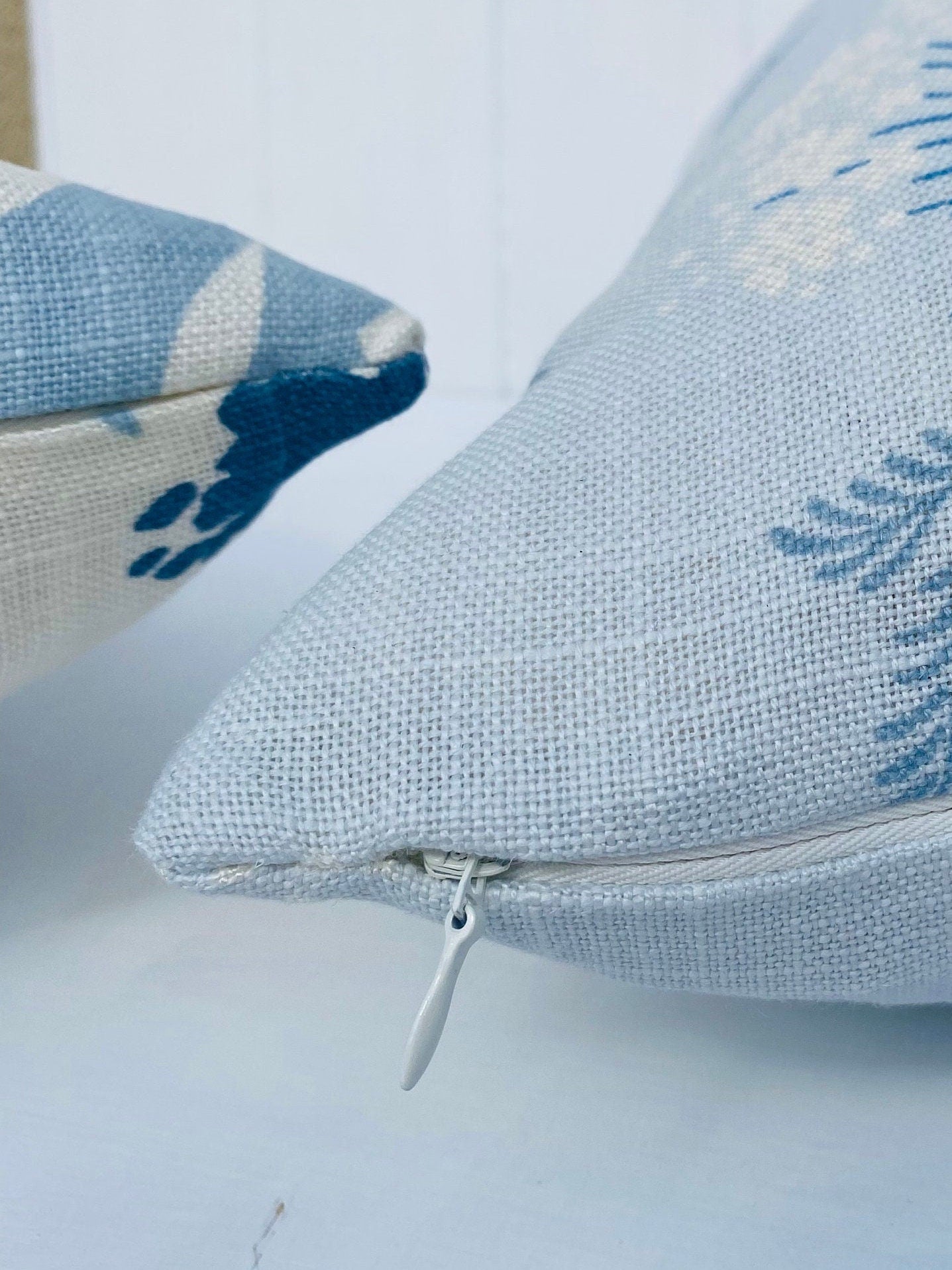 Laura Ashley Sandford Seaspray Cushion, Blue Floral Fabric both sides, Handmade with a Zip Fastening 16"