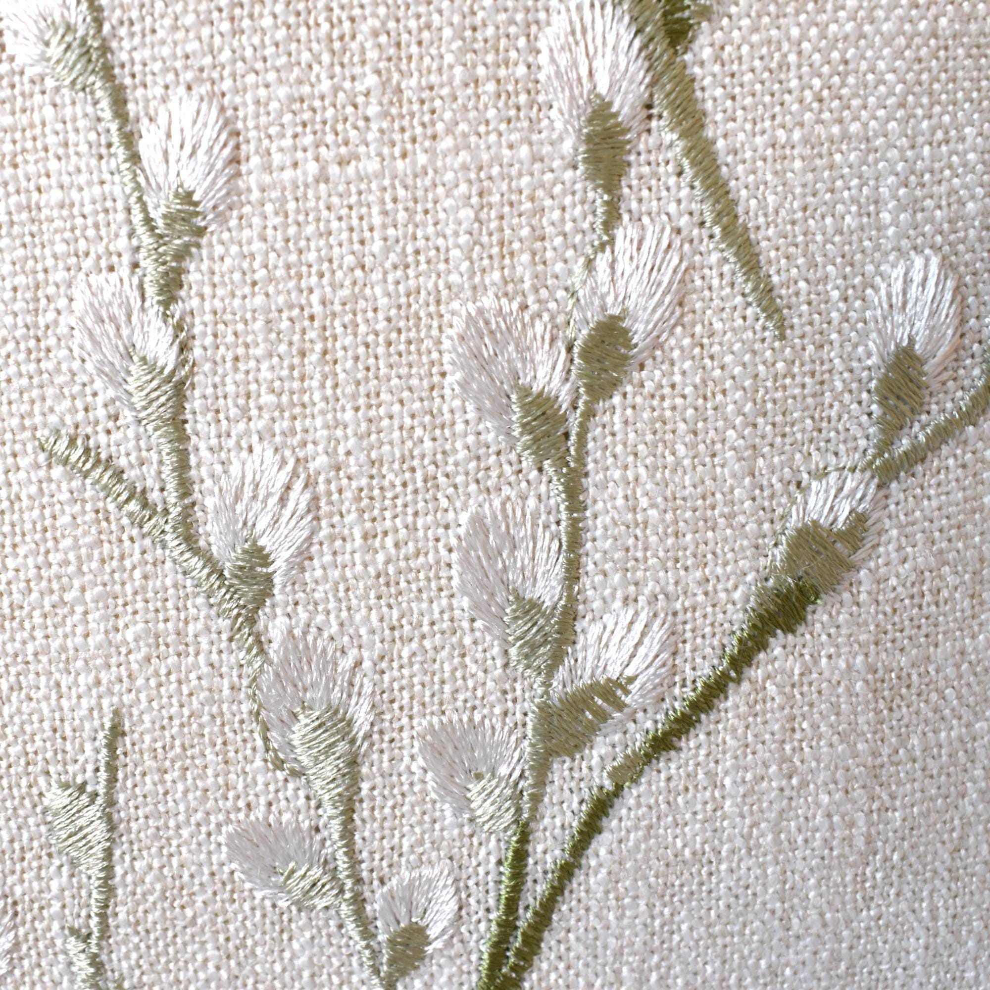 Laura Ashley Pussy Willow Cushion, Handmade in Embroidered Green Floral Hedgerow,16"