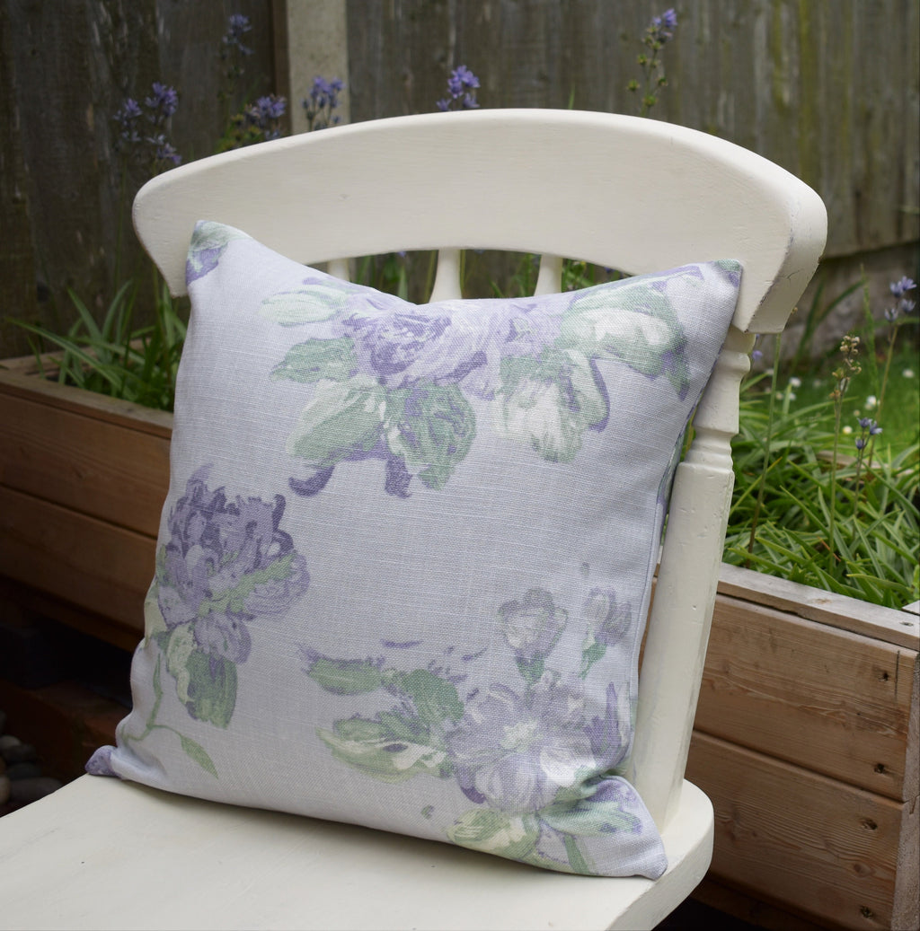 Laura Ashley Violetta Floral Cushion : Handmade Purple Pillow with Zip Closure