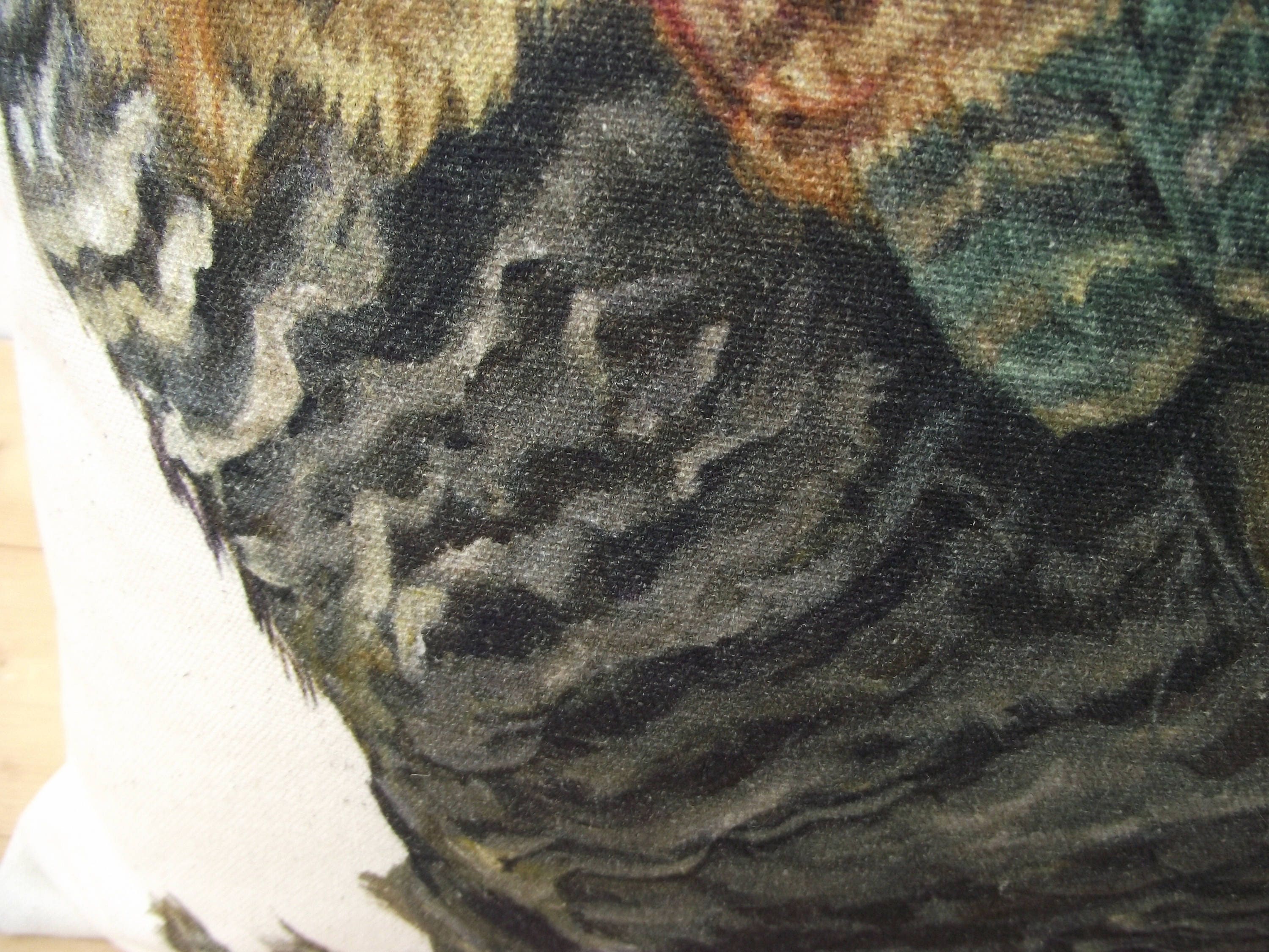 Wendy Darker Art Print Cockerel Cushion: Organic Cotton Pillow, Cover Only or Cover + Pad