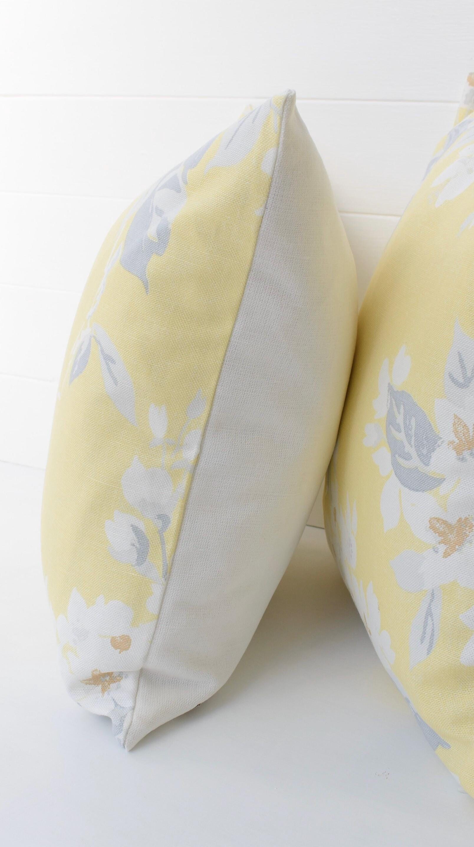 Laura Ashley Yellow Floral Cushion: Handmade Apple Blossom with Zip Closure