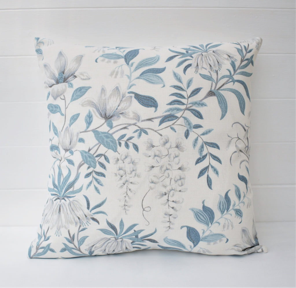 Laura Ashley Parterre Seaspray Cushion : Floral Blue Pillow 16"