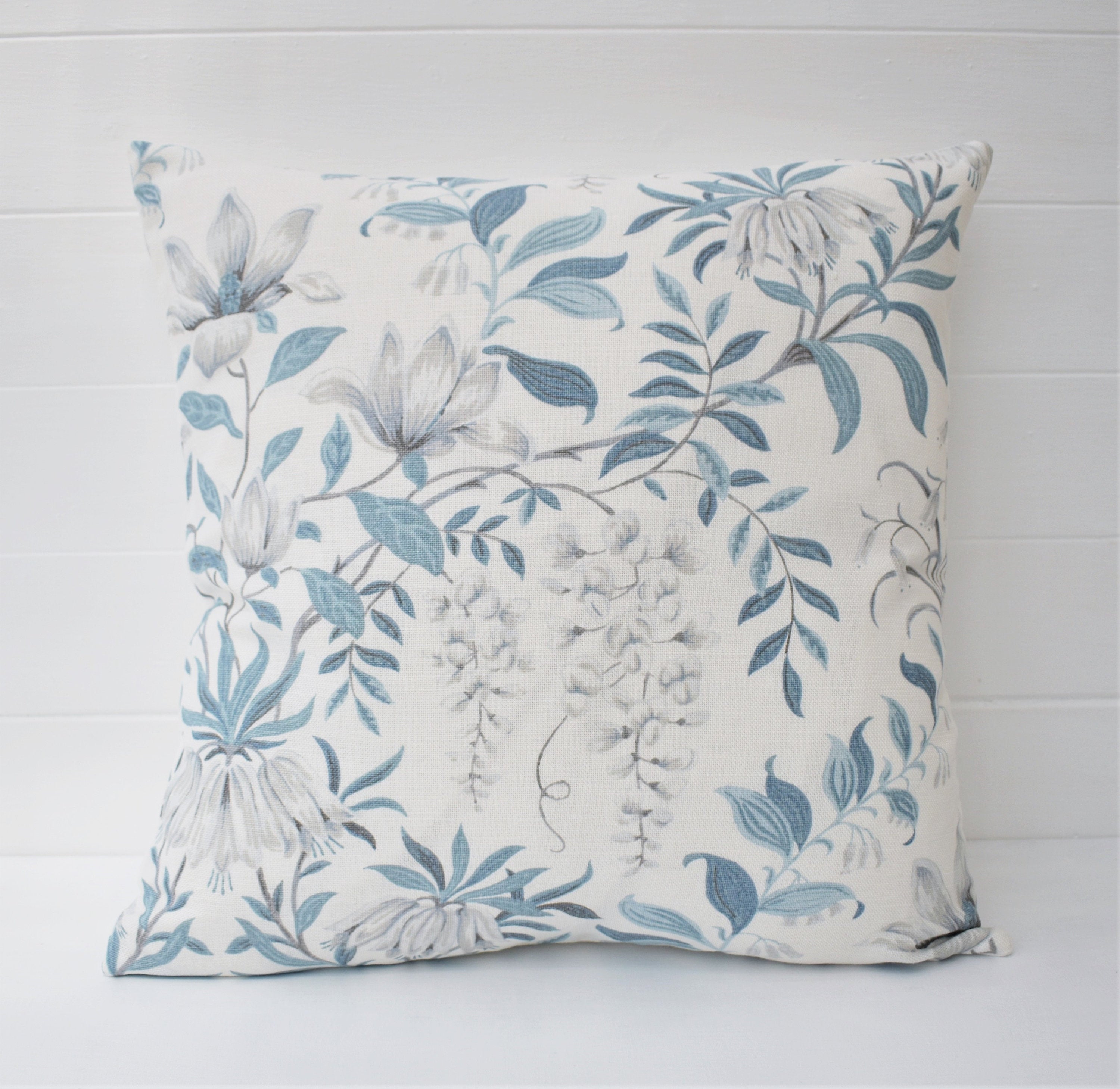 Laura Ashley Parterre Seaspray Cushion : Floral Blue Pillow 16"