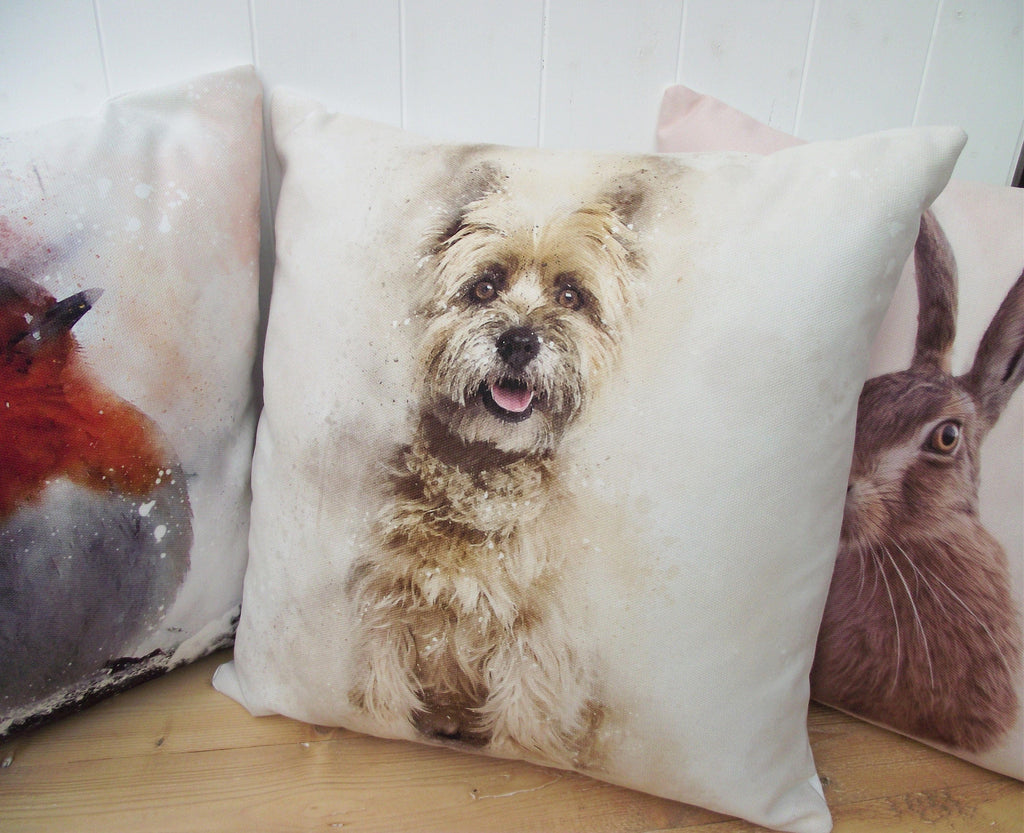 Cairn Terrier Cushion: Watercolor Dog Print Pillow, Cover Only Cover + Pad