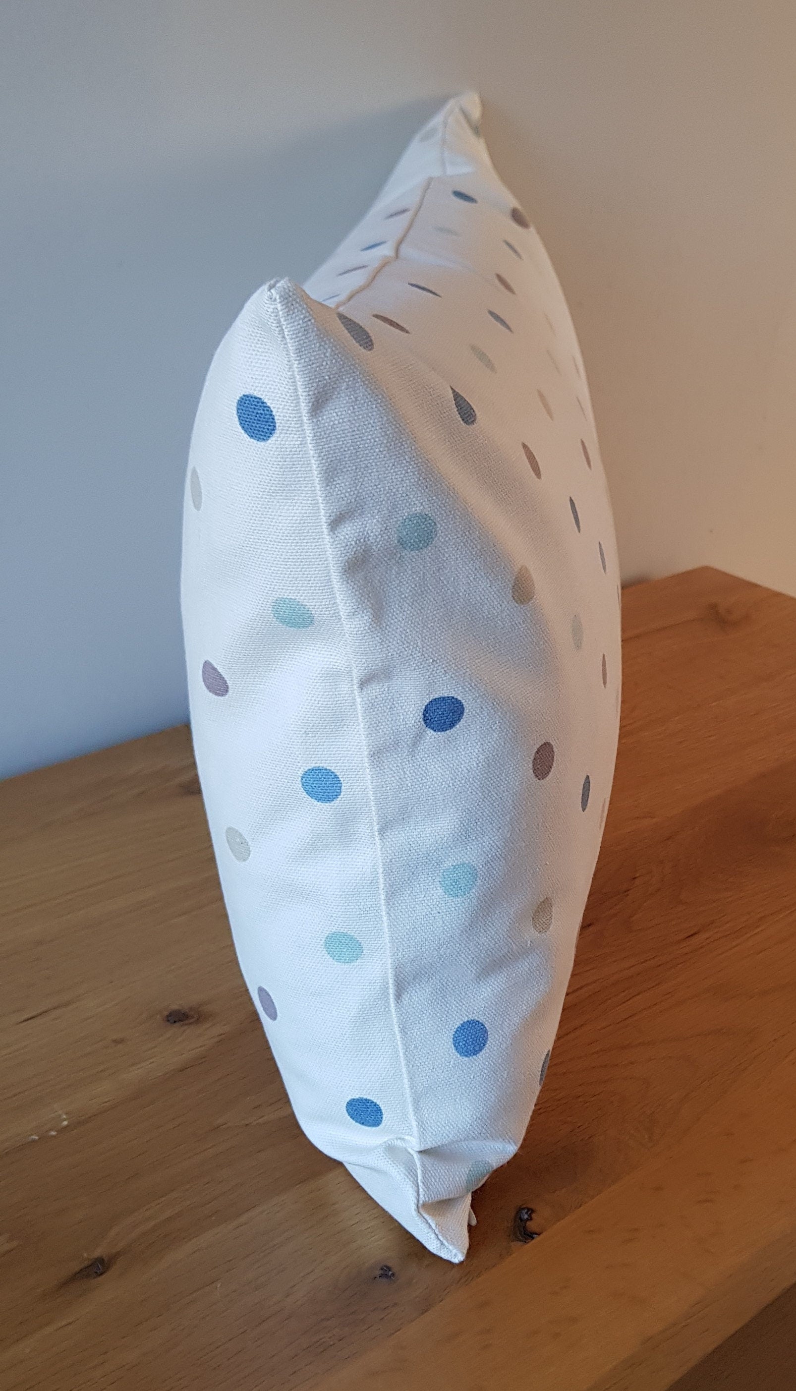 Handmade Polka Dot Cushion : Duck Egg Blue Decorative Pillow