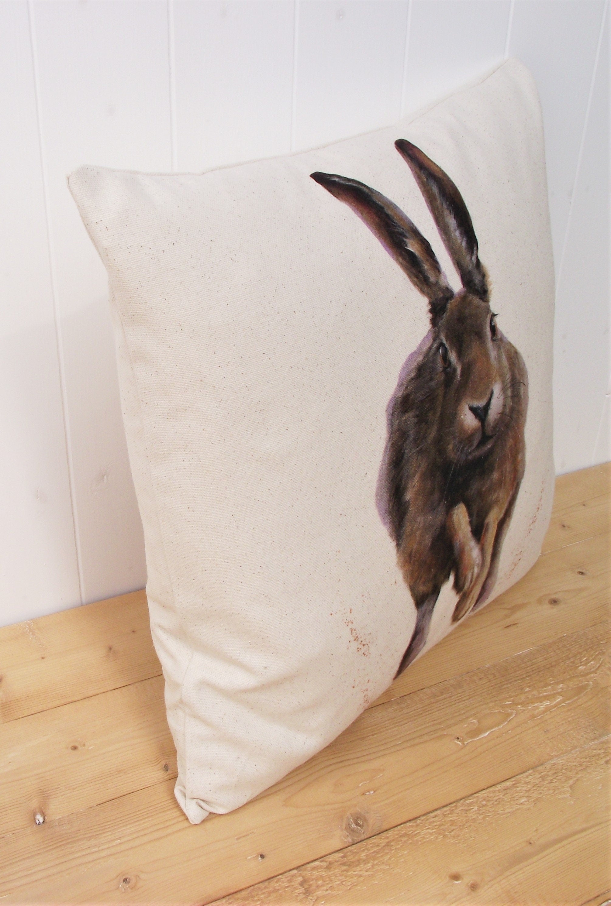 Hare Art Print Cushion: Wendy Darker Pillow, Cover Only or Cover + Pad