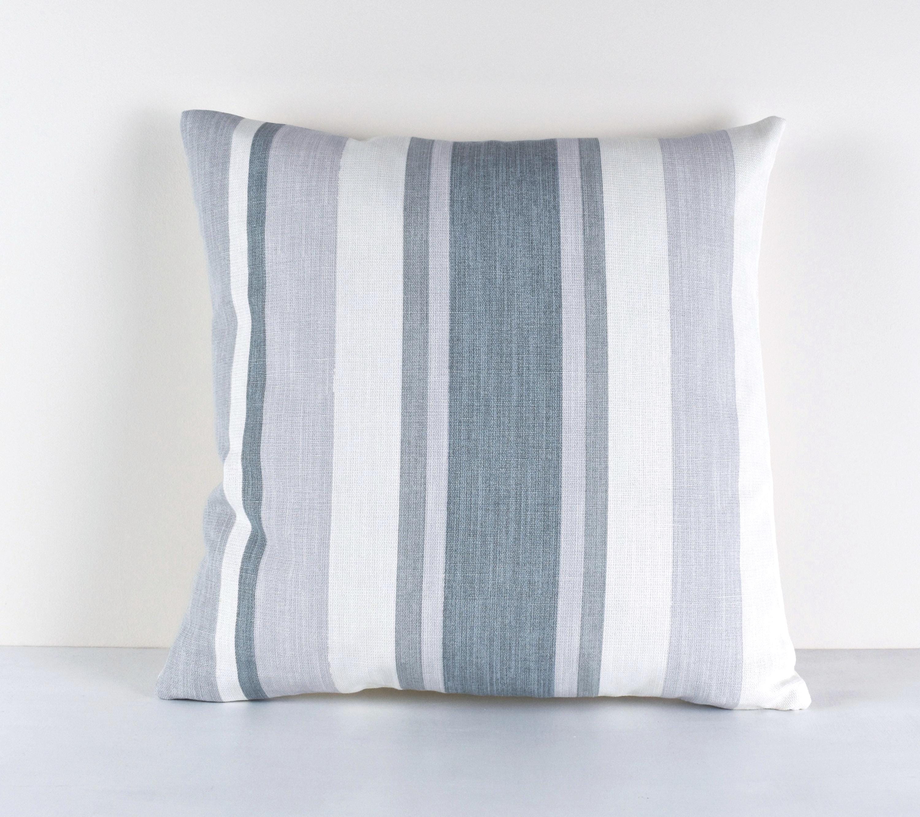 Handmade Laura Ashley Awning Stripe Slate Grey Cushion