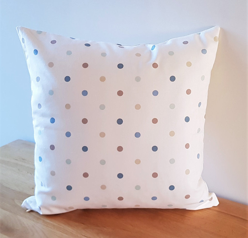 Handmade Polka Dot Cushion : Duck Egg Blue Decorative Pillow