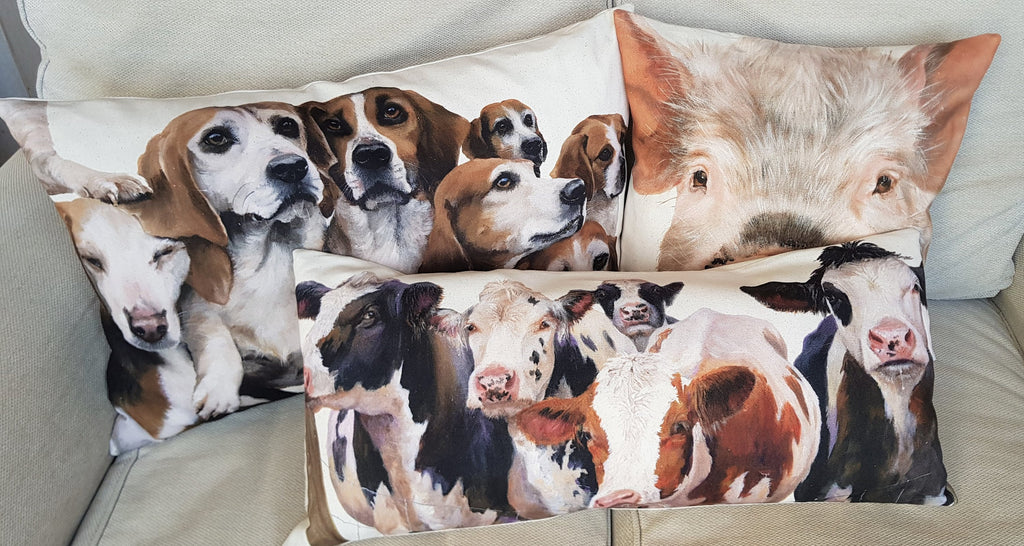 Pig Face Cushion: Wendy Darker Art Print Pillow, Cover only or Cover + Pad