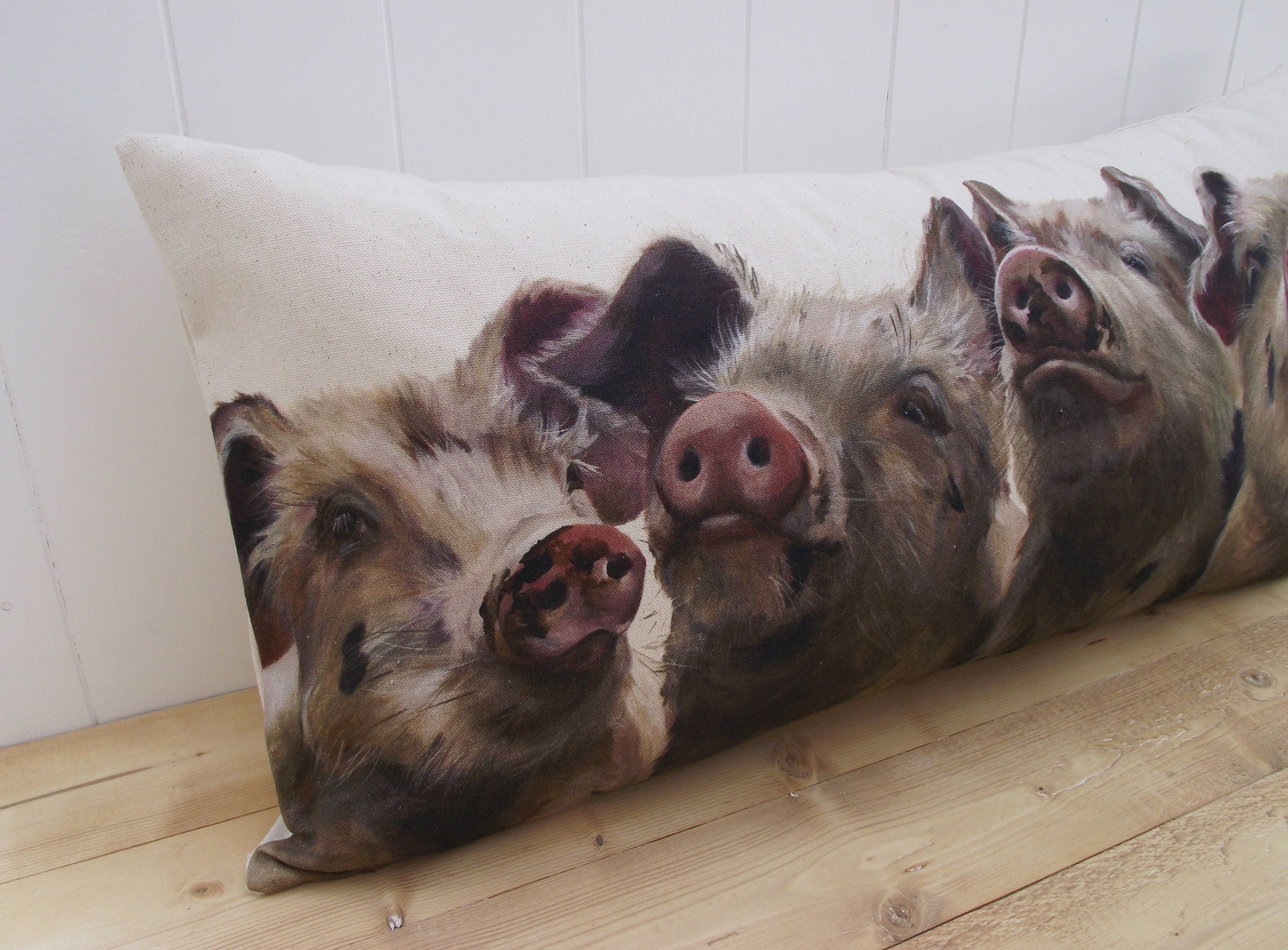 Pig Cushion: Handmade Organic Cotton Wendy Darker Art Print