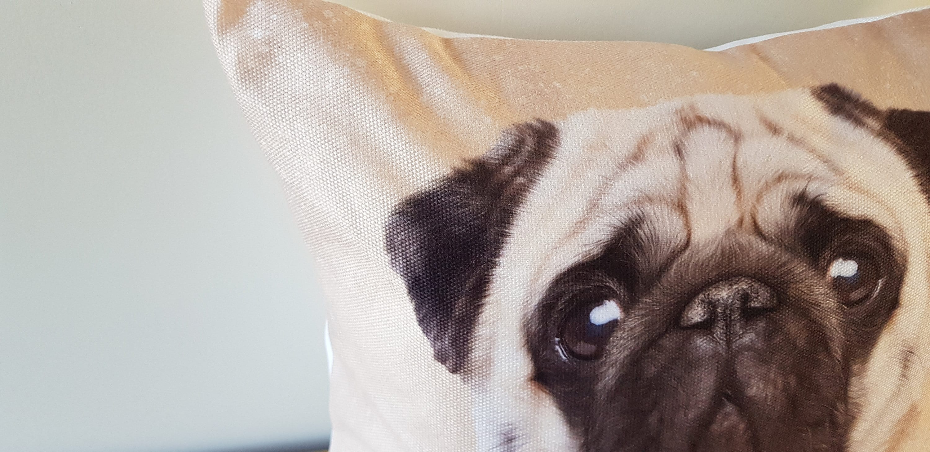 Handmade Pug Art Cushion: Contemporary Dog Pillow, Choice of Cover Only or Cover + Pad