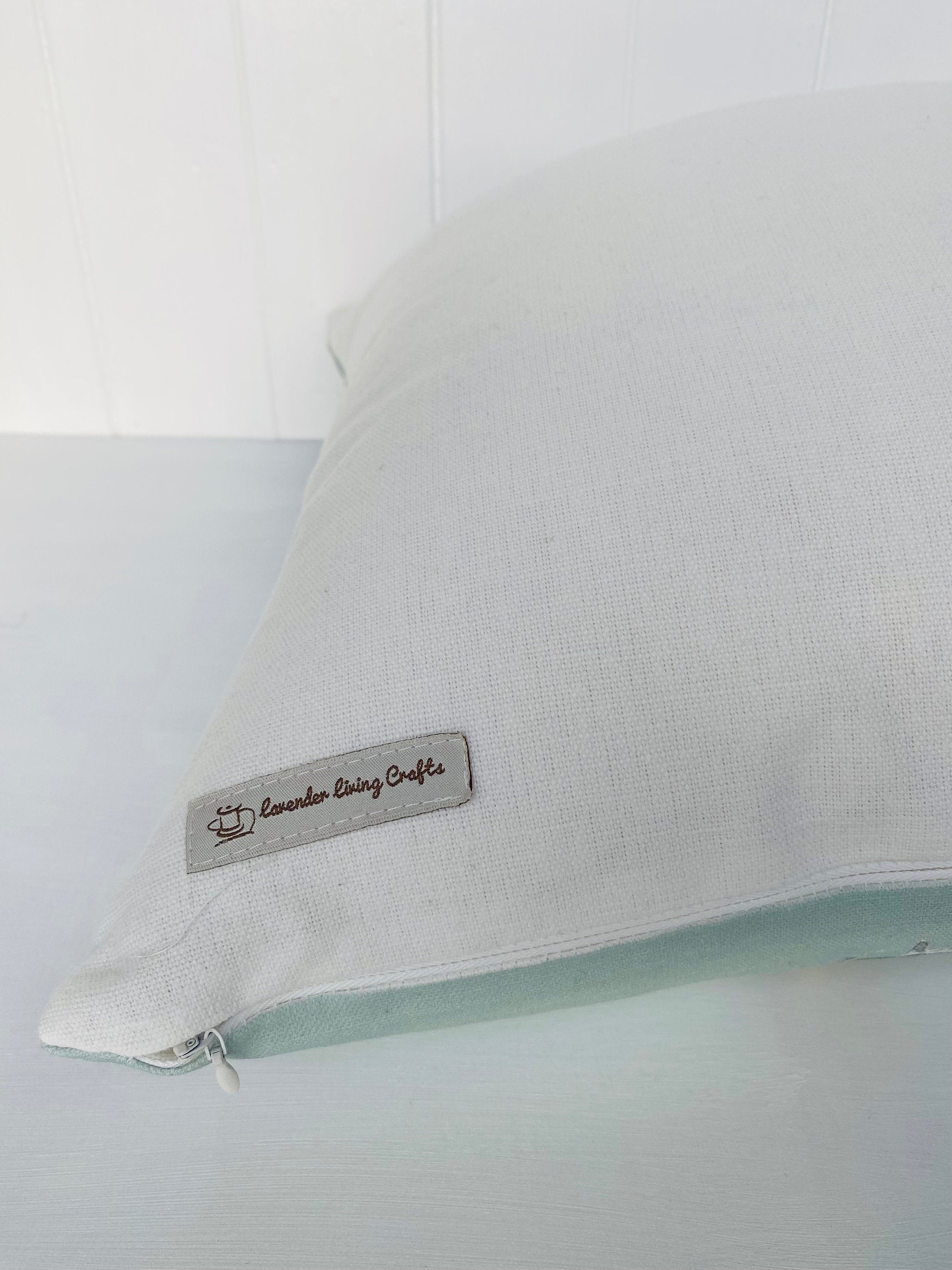 Handmade Bee Cushion : Voyage Maison Duck Egg Green, Laura Ashley Backing